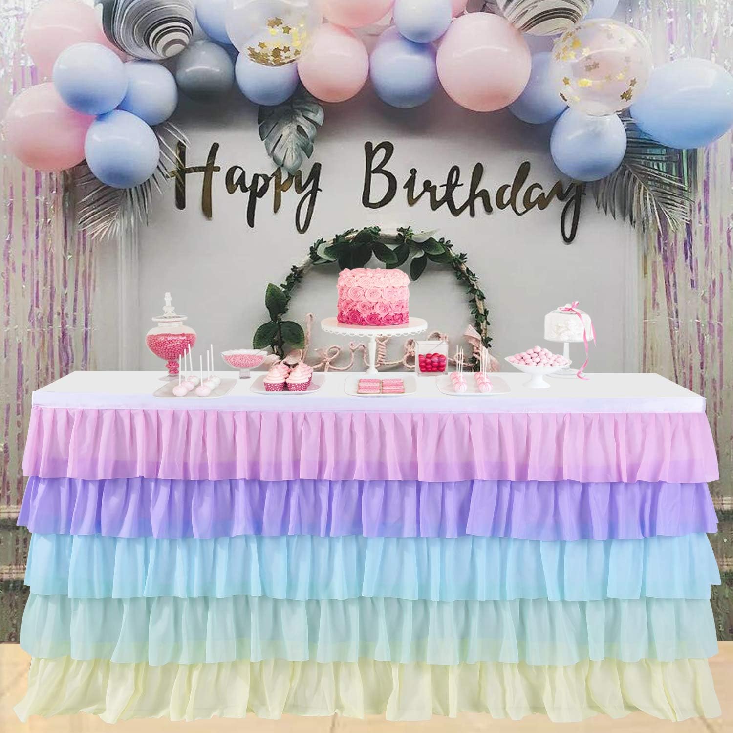 HB HBB MAGIC Unicorn Rainbow Table Skirt for 6ft Rectangle Table