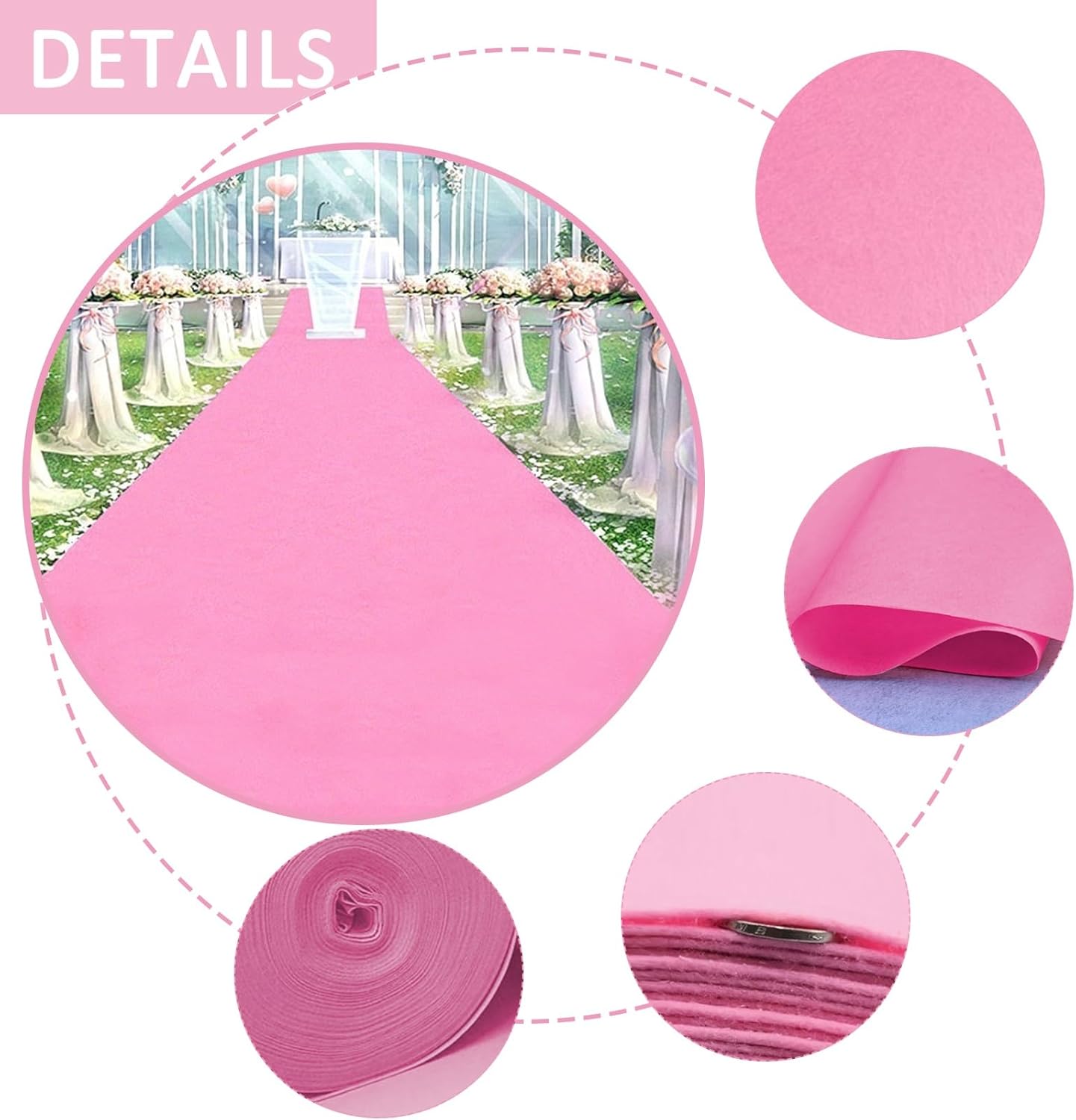 Pink Aisle Runner Carpet 15x30m Non-Slip Wedding Decor