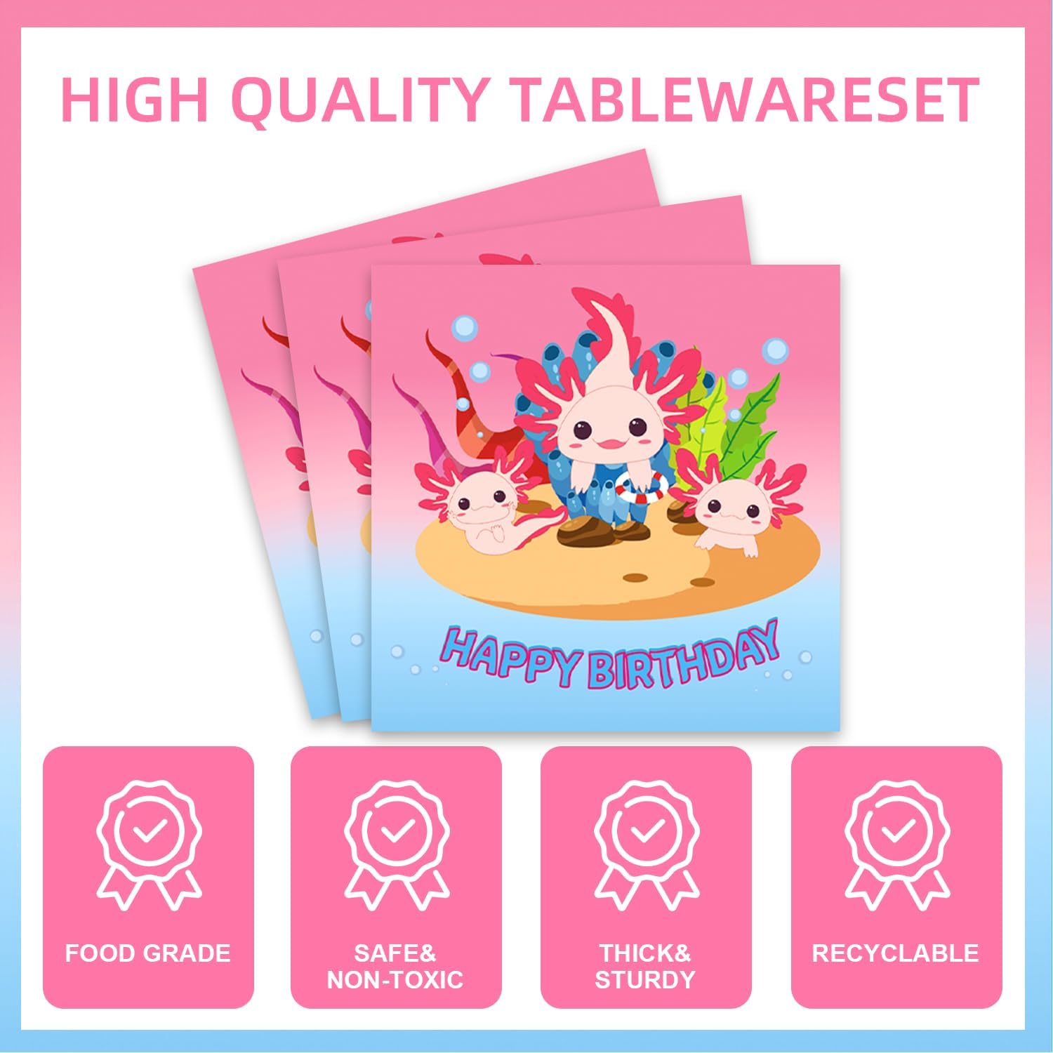 HB DOT 141Pcs Axolotl Theme Party Supplies Set