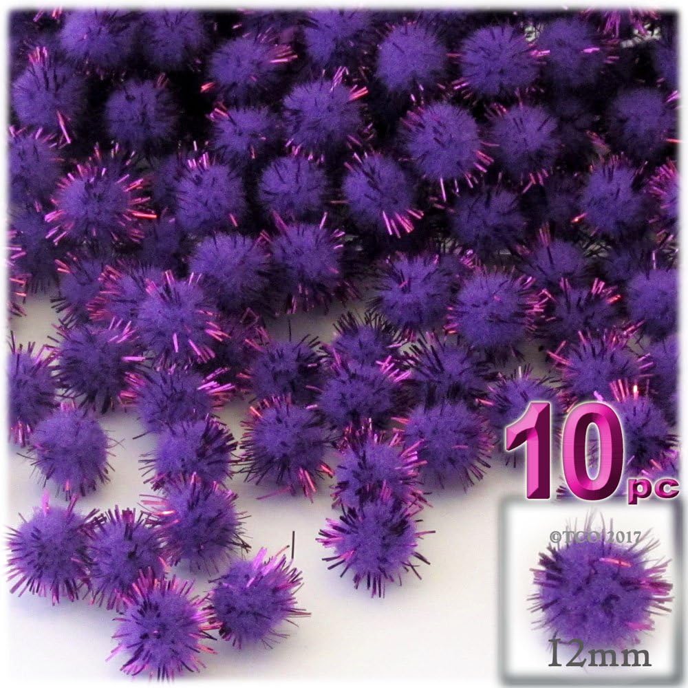 The Crafts Outlet Chenille Sparkly Pom Poms Orange Porcupine 12mm 10pc