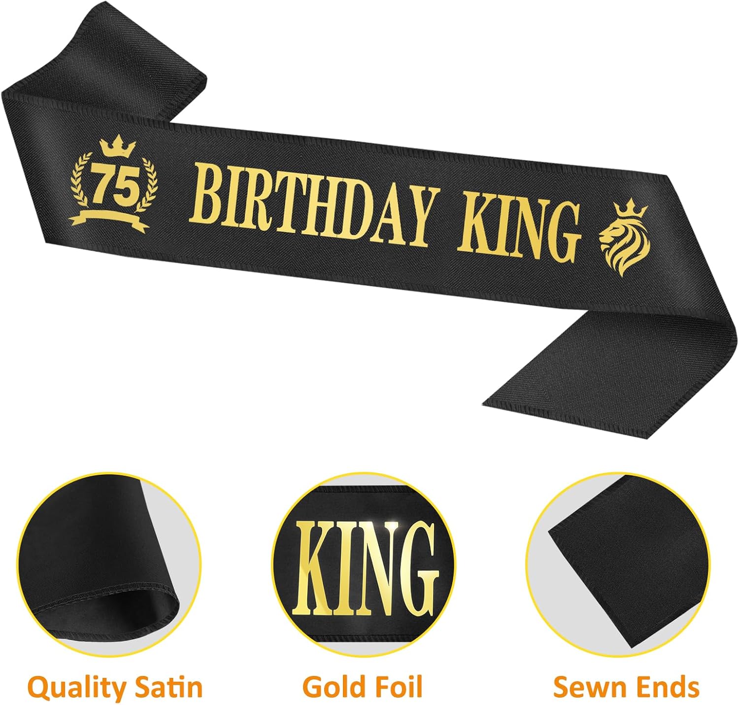 75th Birthday Party Decor for Men with King Crown Sash Balloons Cake Topper Candles