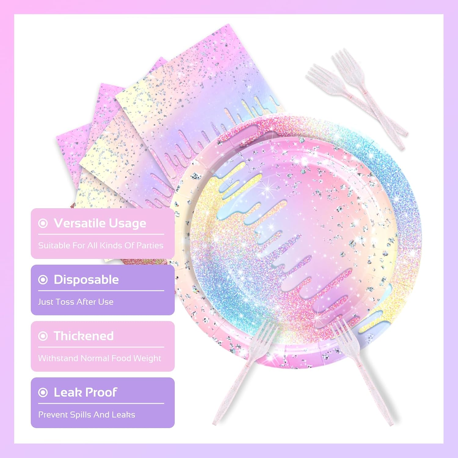 Iridescent Diamond Party Decor Set for 24 Guests