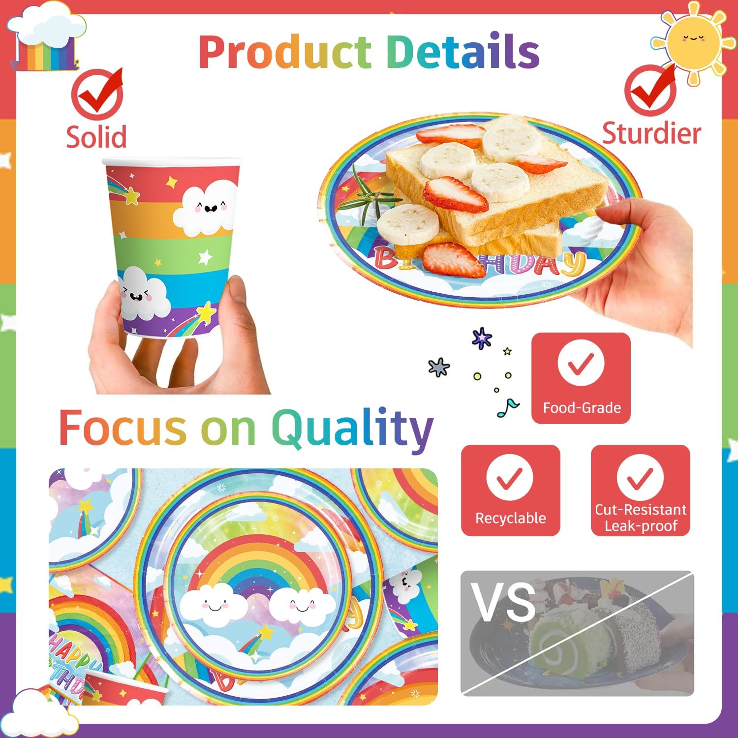 Cocomigo 179pcs Rainbow Birthday Decorations for Kids
