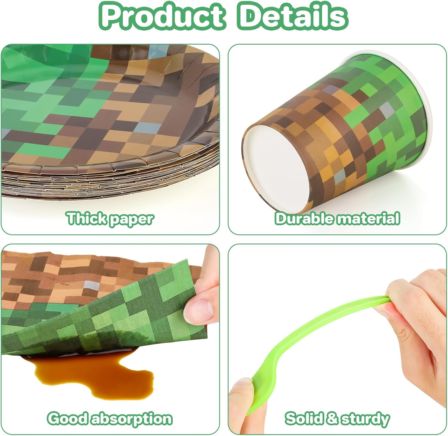 Pixel Gaming Party Supplies Set 100 PCS for 20 Guests