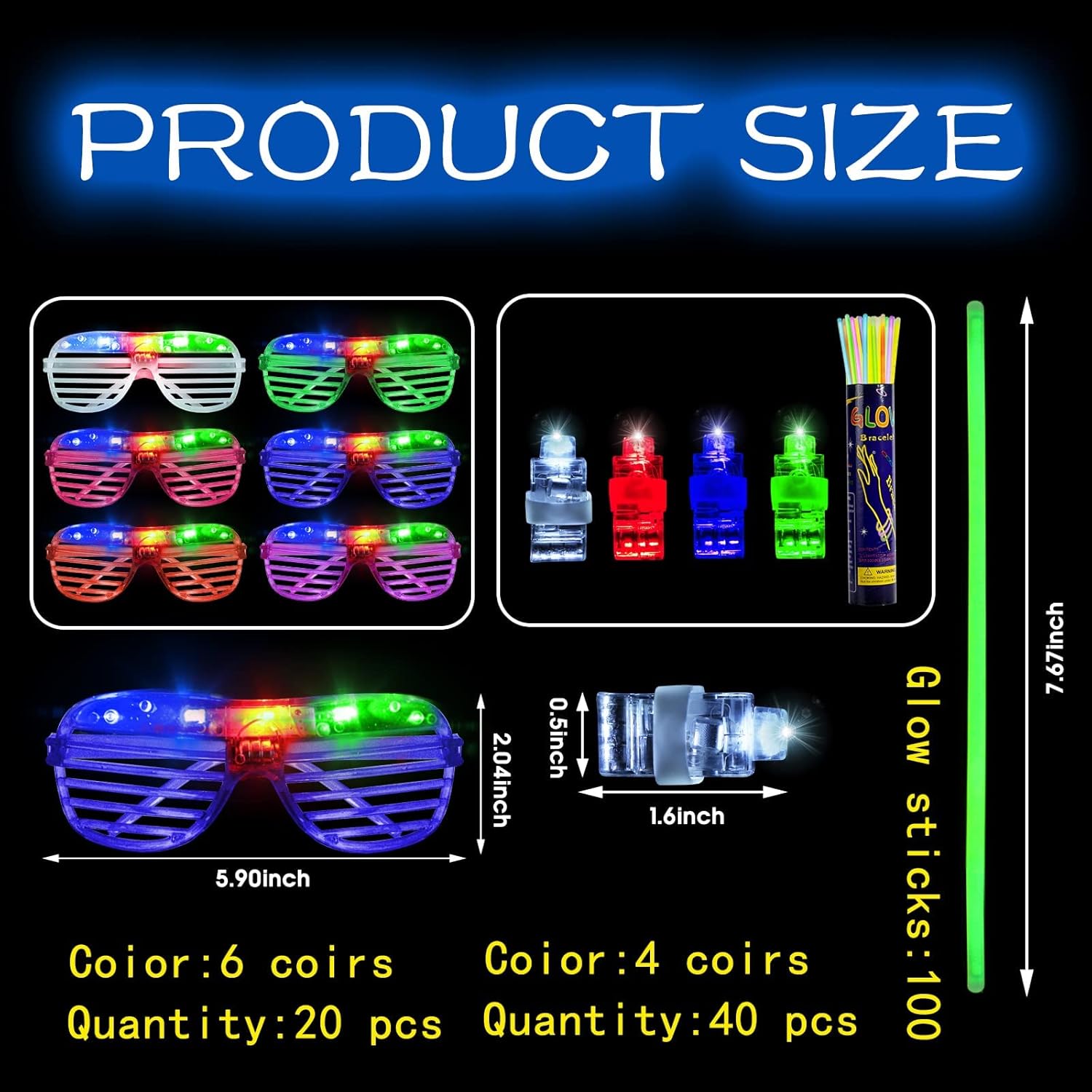 Stondino Christmas Glow In The Dark Party Supplies LED Glasses Finger Lights for Kids Party Favors