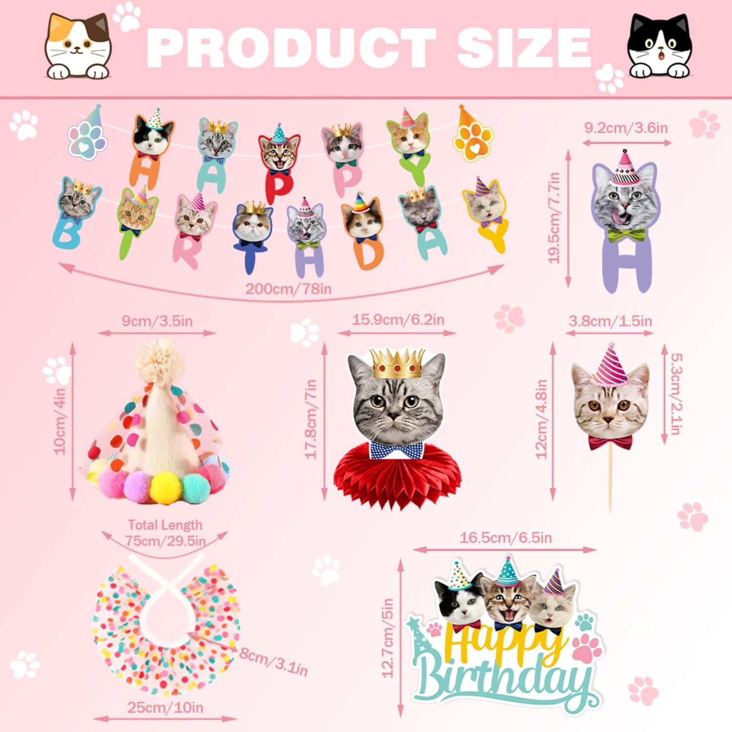 Cat Birthday Party Decorations Kit 38 Pcs