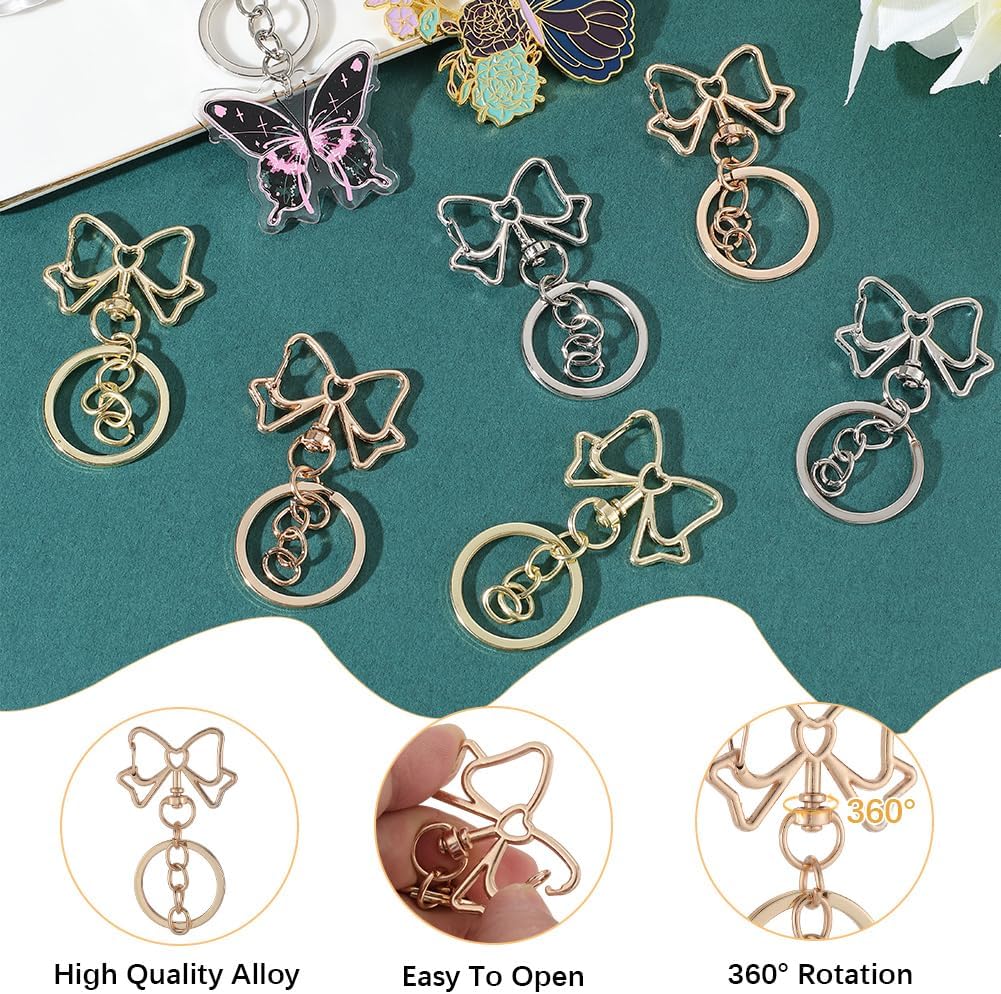 18Pcs Bowknot Keychain Set with Swivel Clasp