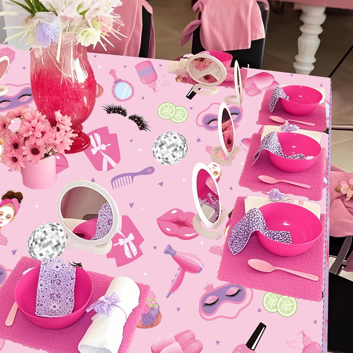 Umoni Spa Tablecloth Makeup Themed Birthday Party Decorations 2PCS