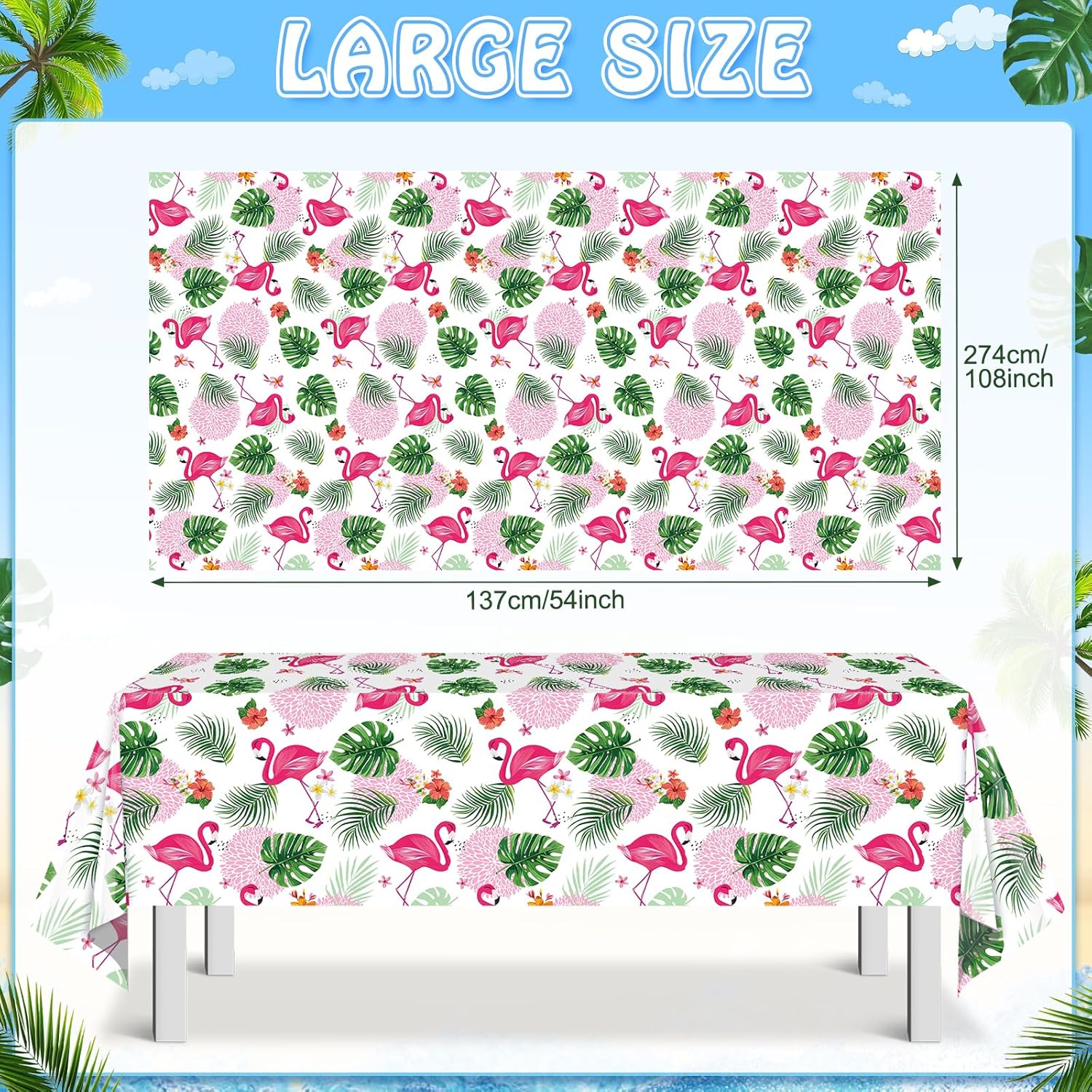 3 Pack Summer Flamingo Tablecloths for Parties