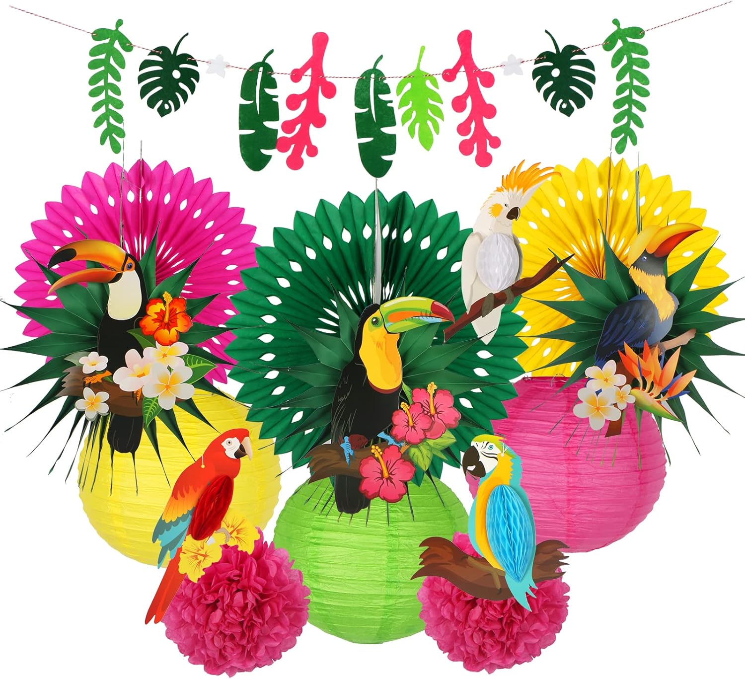 Tropical Birds Toucan Parrot Decorations for Summer Beach Party