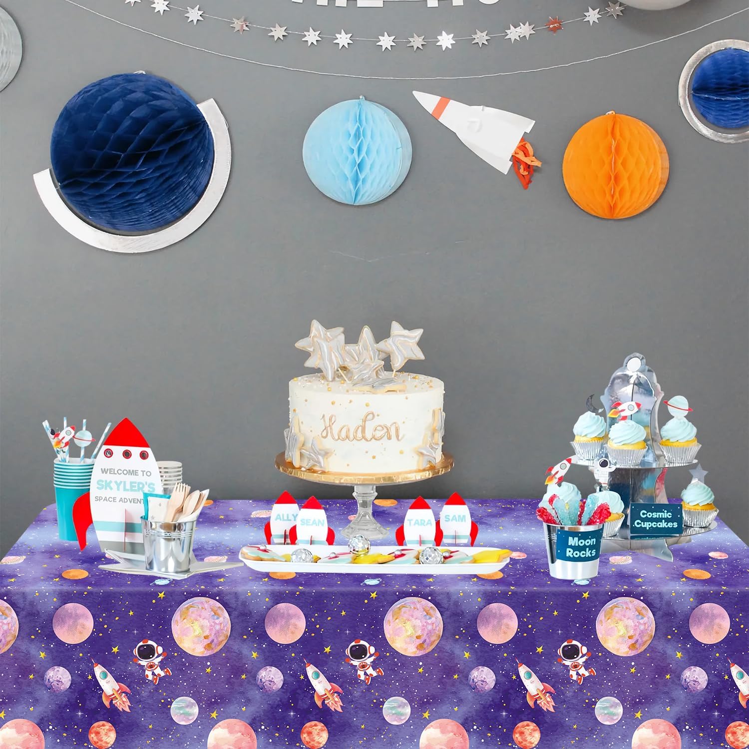4 Pack Galaxy Tablecloth - Space Theme Decor Cover