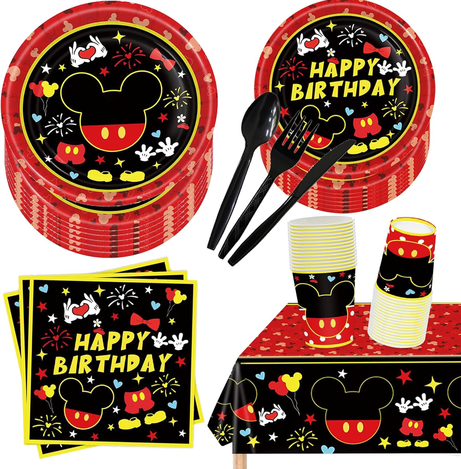 161Pcs Cartoon Mouse Party Decorations Tableware Set