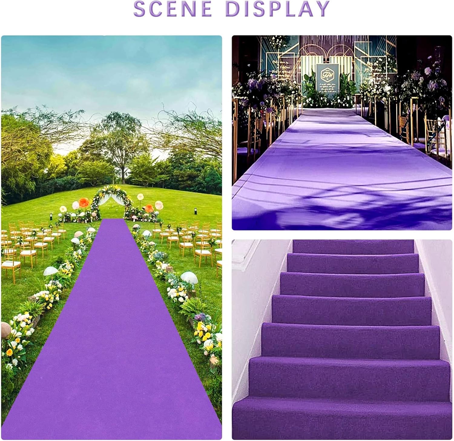 Purple Carpet Aisle Runner Rug 30m 2mm Thick Wedding Party Decor