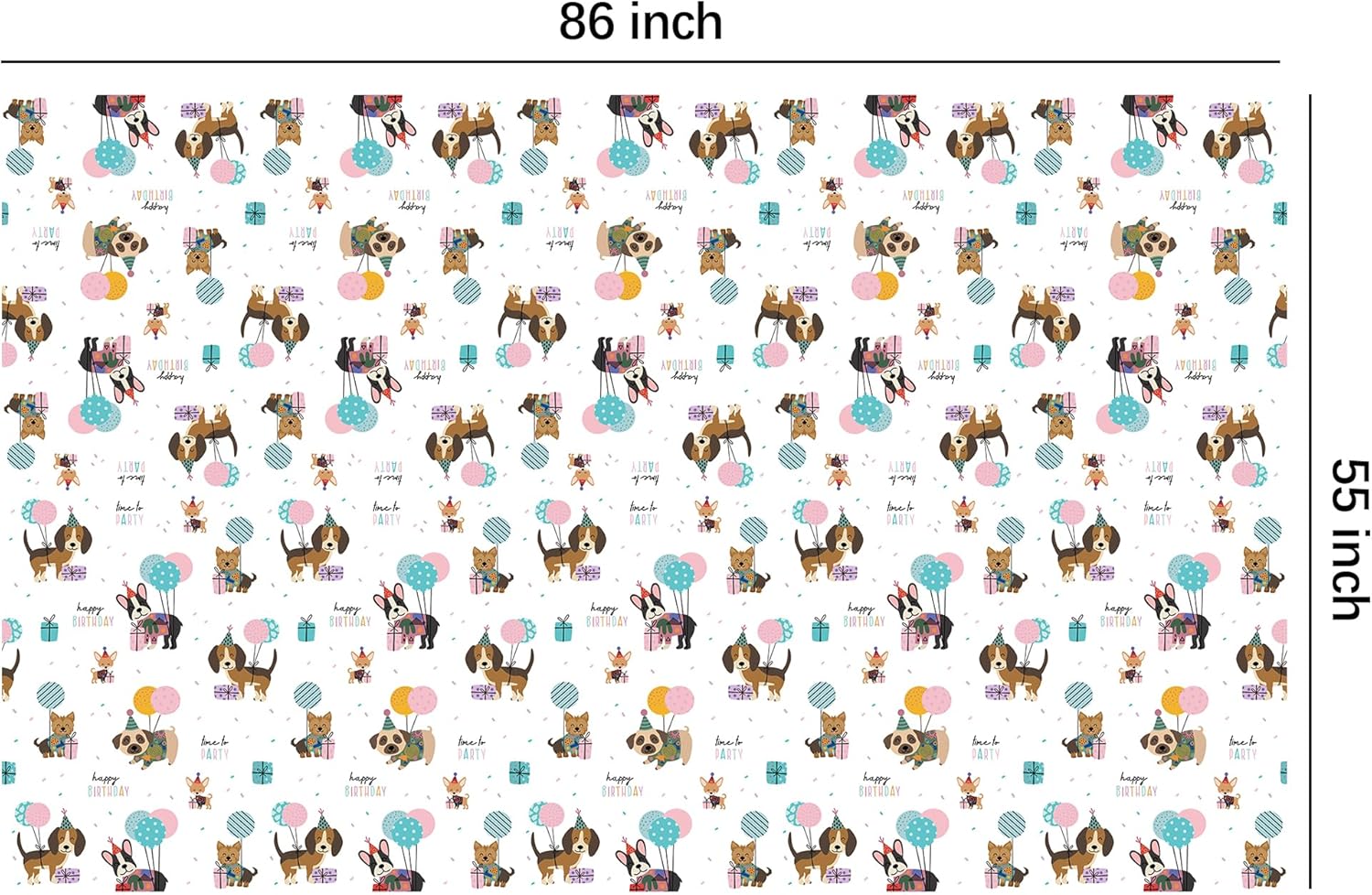 Dog Birthday Decorations Tablecloth Set 3 Pack 86x55in