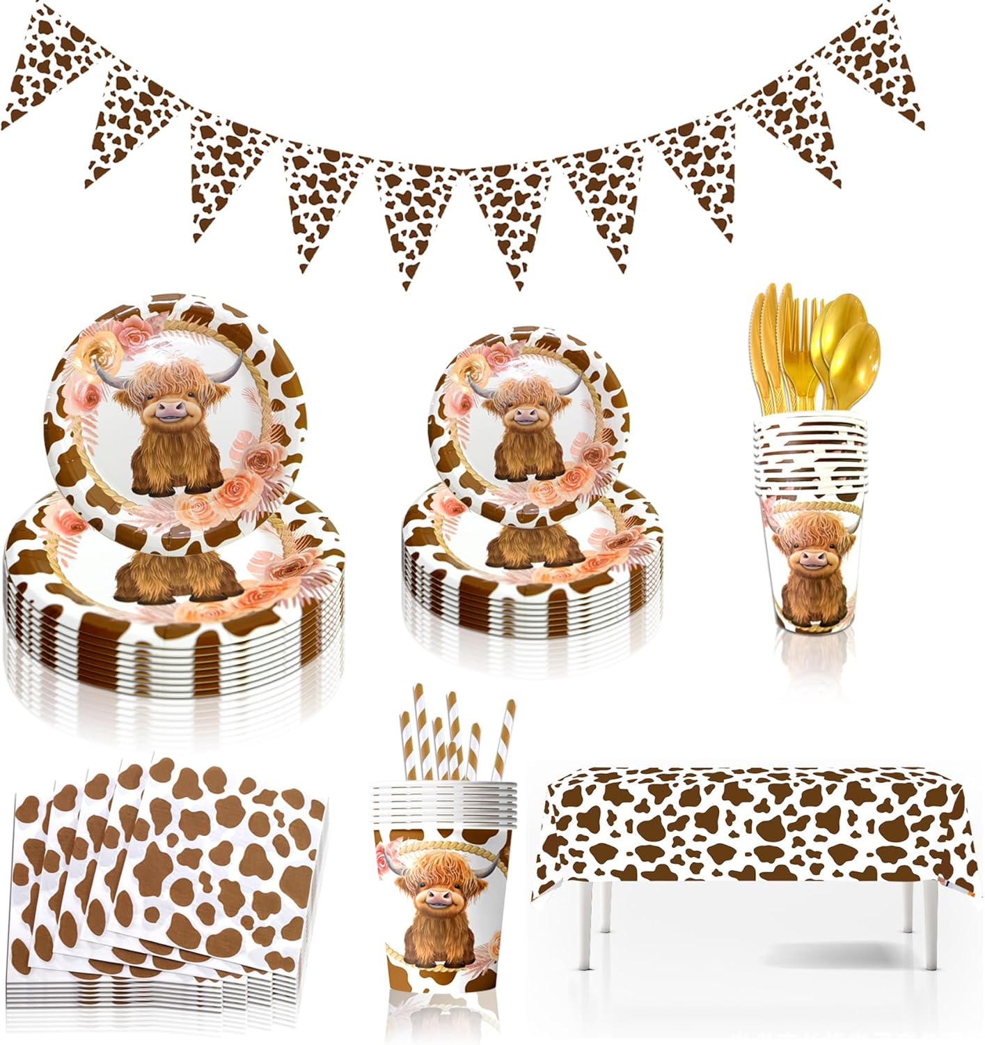 Highland Cow Party Decorations 92 Pcs Set