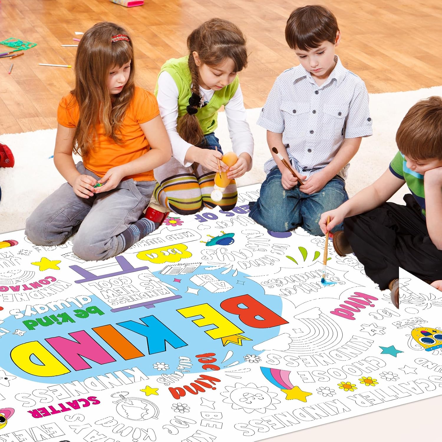 Set of 3 Giant Coloring Tablecloths with I Am Its Okay To Be Kind Theme