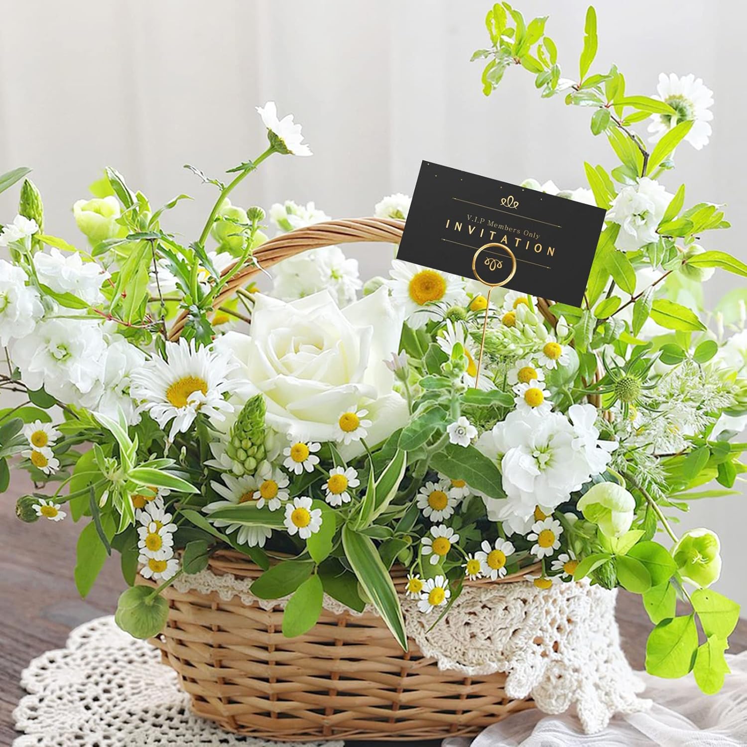 40Pcs Gold Floral Card Holder Picks for Wedding and Party