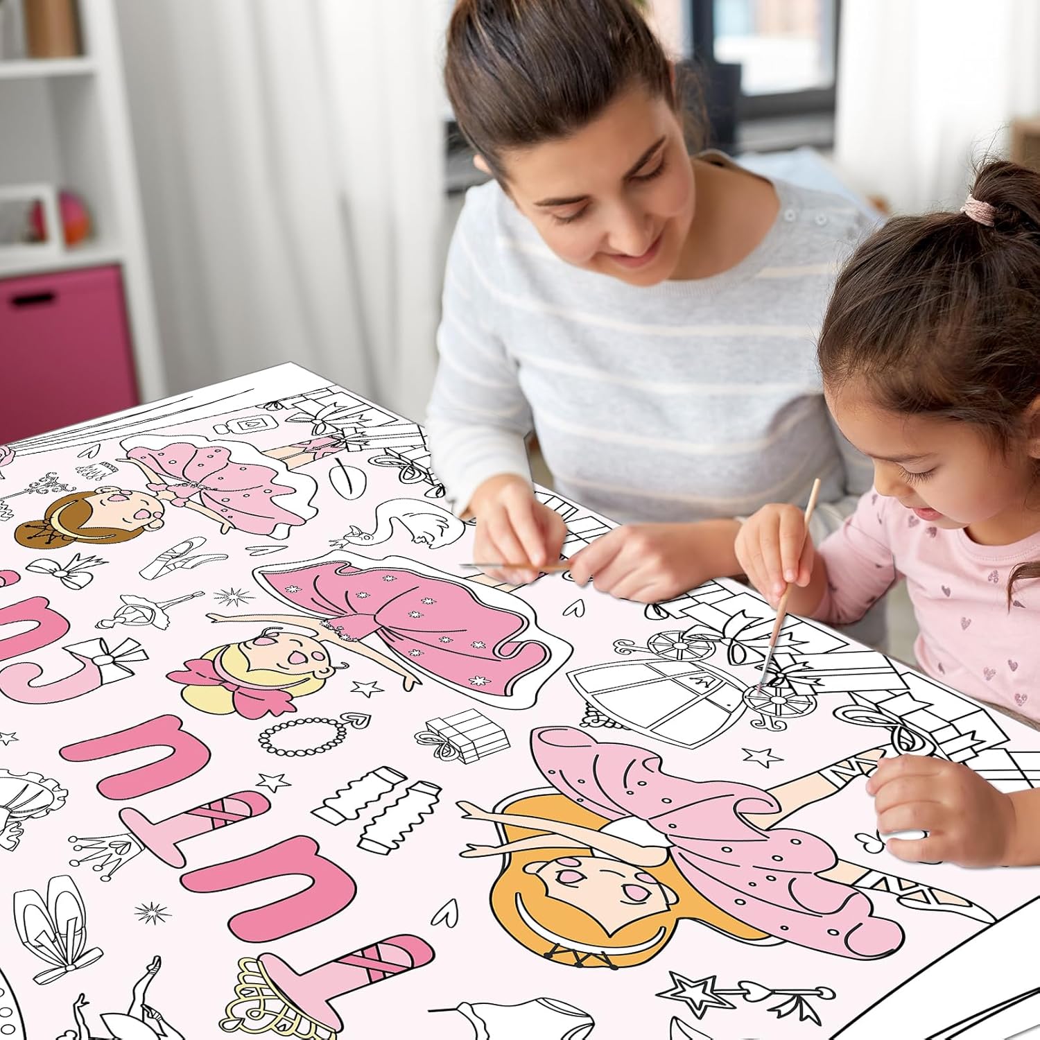 Giant Ballerina Coloring Tablecloth for Kids