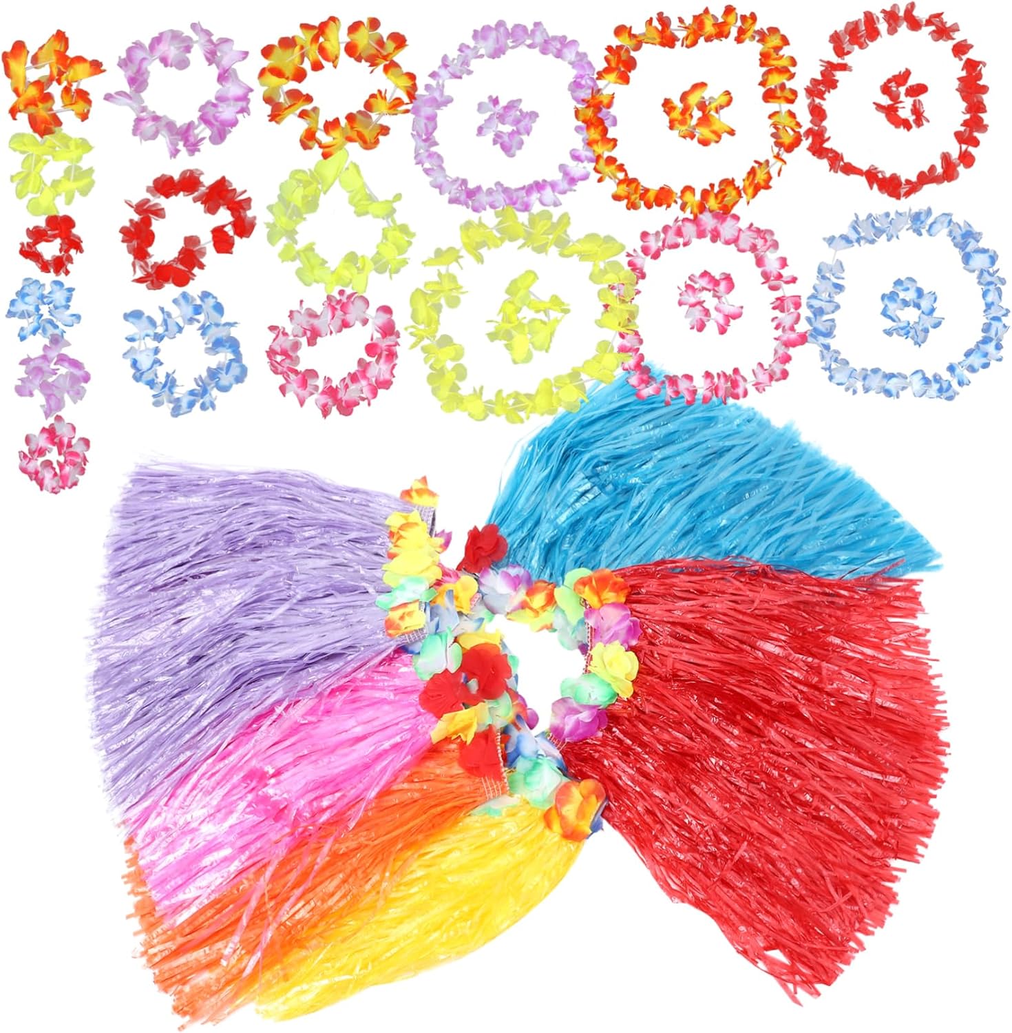 Zerodeko Hawaiian Luau Party Skirt Set for Adults