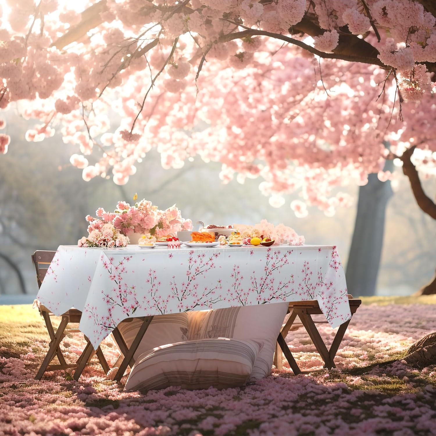 Ganeen 3 Pcs Cherry Blossom Table Covers for Parties and Decorations
