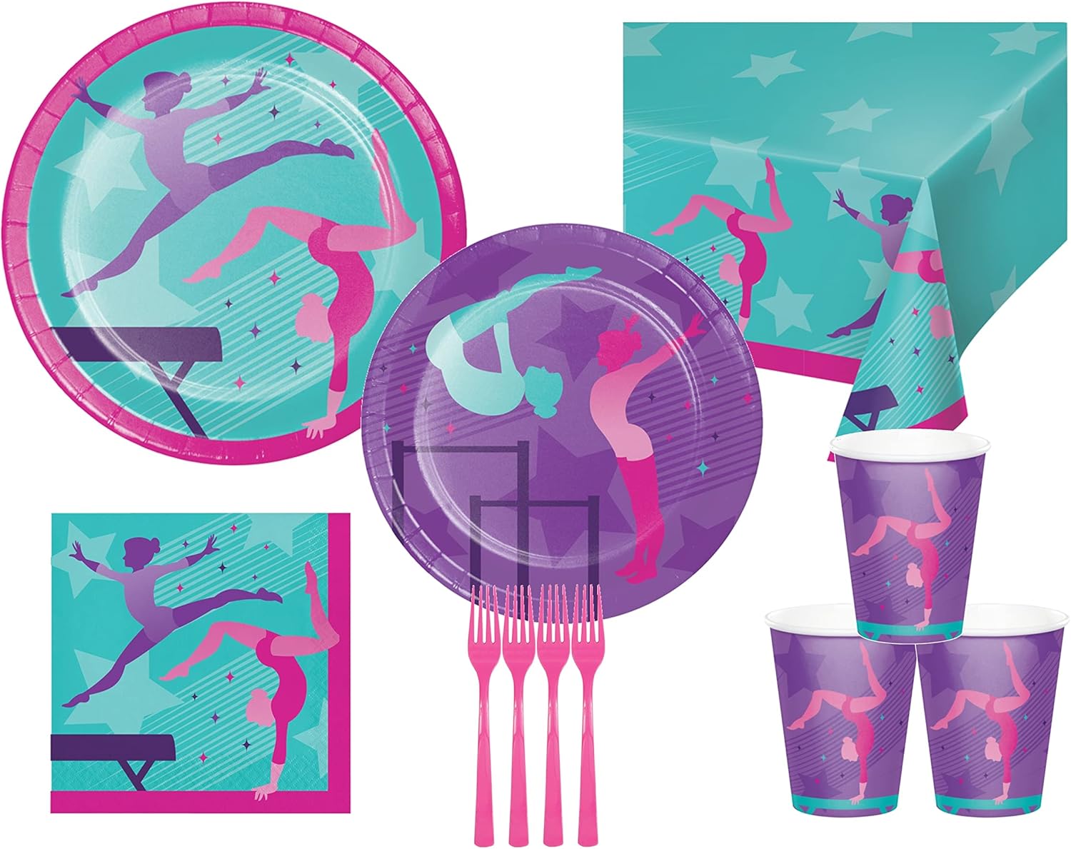 Gymnastics Party Supplies Set for 8