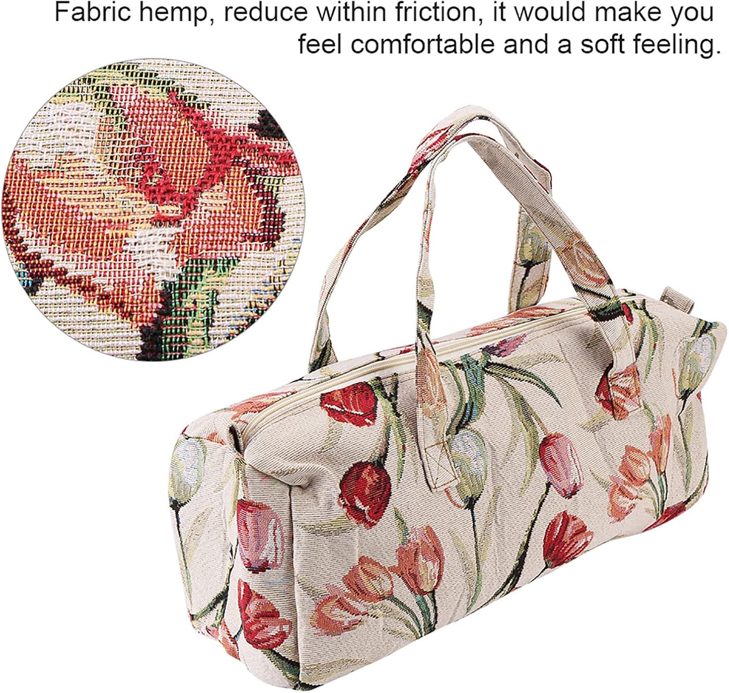 Rose Jacquard Knitting Tote Bag with Large Capacity
