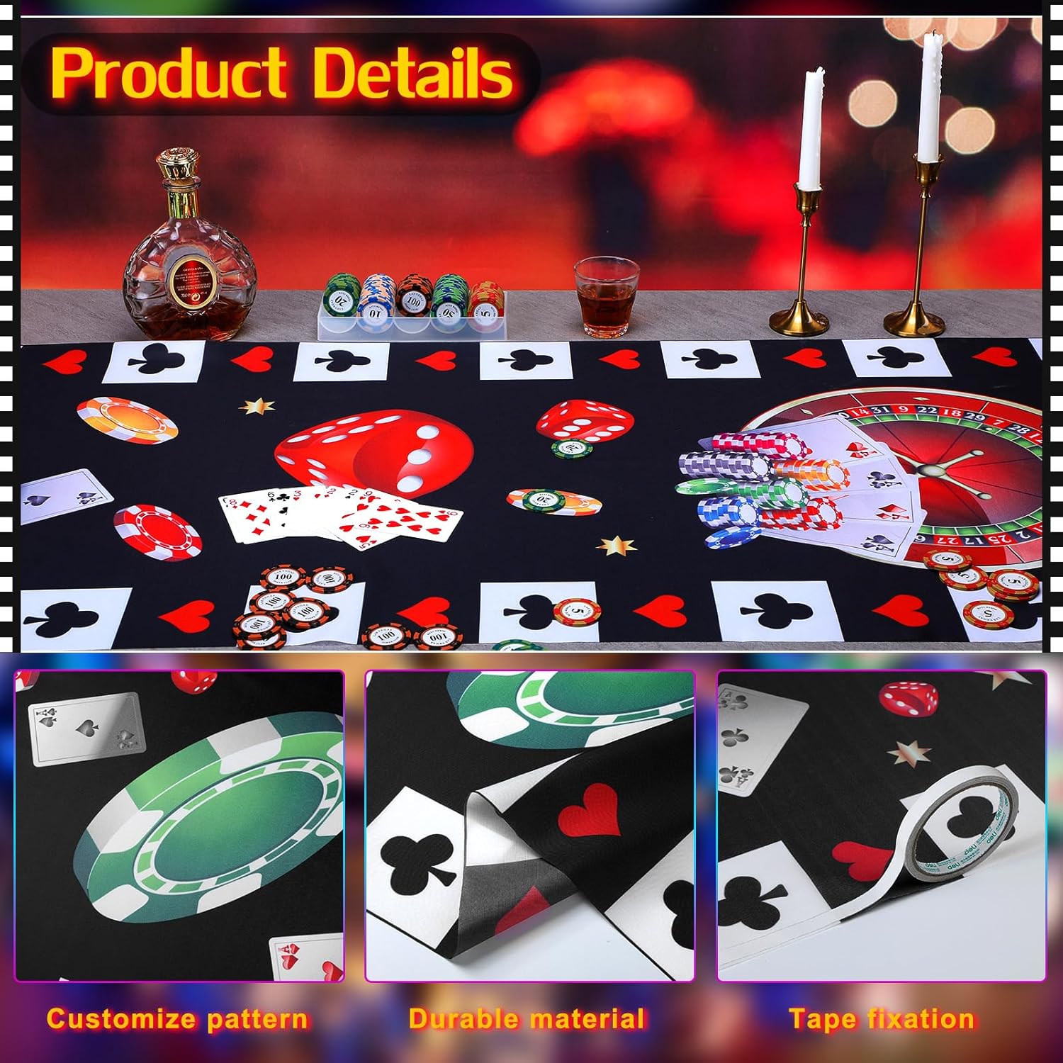 Thyle Casino Red and Black Carpet Runner Rug for Party Aisle