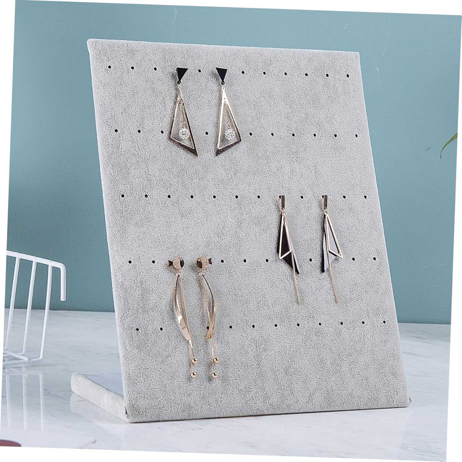 2Pcs Flannelette Earring Holder Display Stand Organizer for Home Jewelry Storage