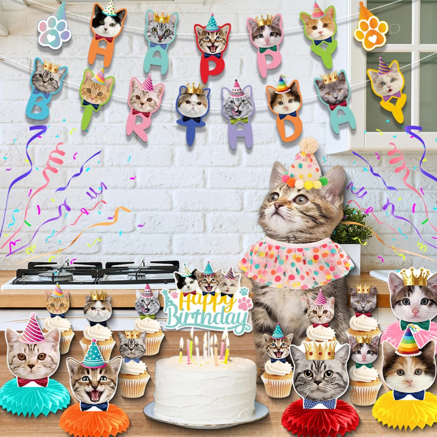 Cat Birthday Party Decorations Kit 38 Pcs