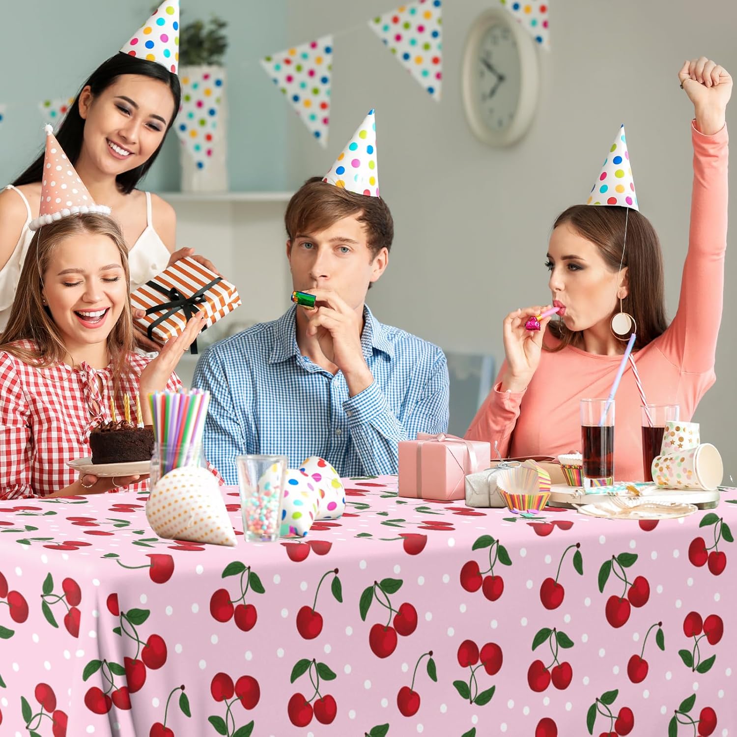 Cherry Themed Tablecloths for Birthday and Baby Shower