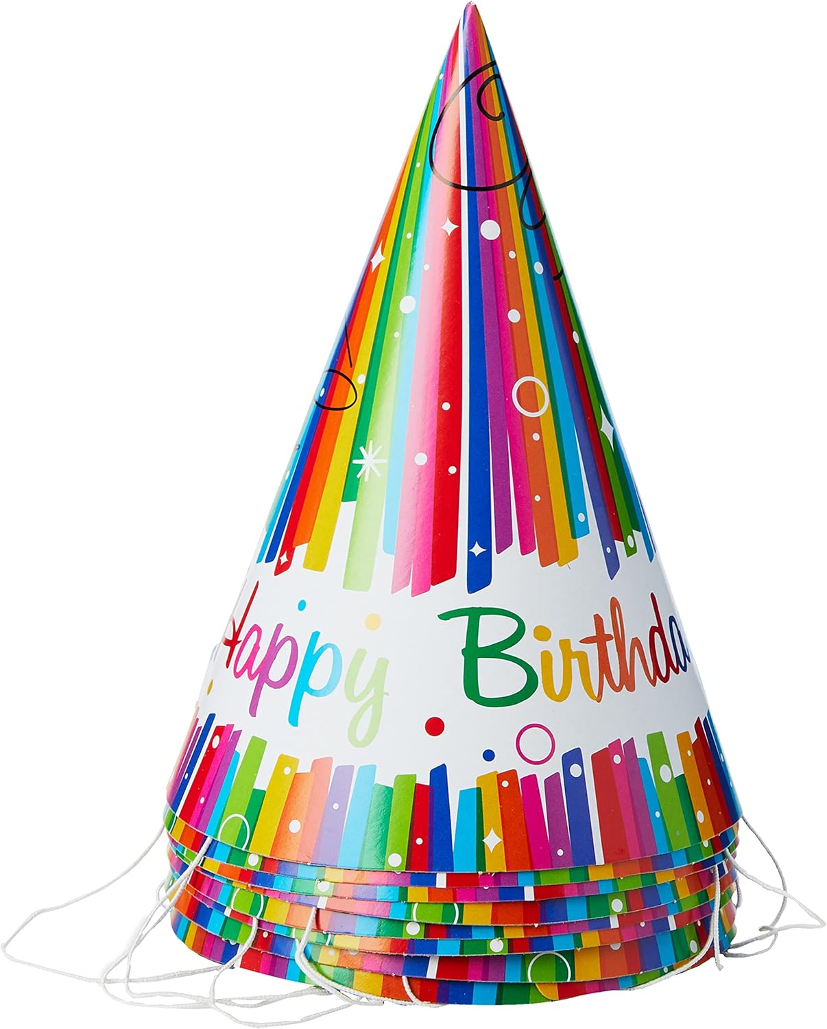Multicolor Rainbow Ribbons Party Hats Pack Of 8