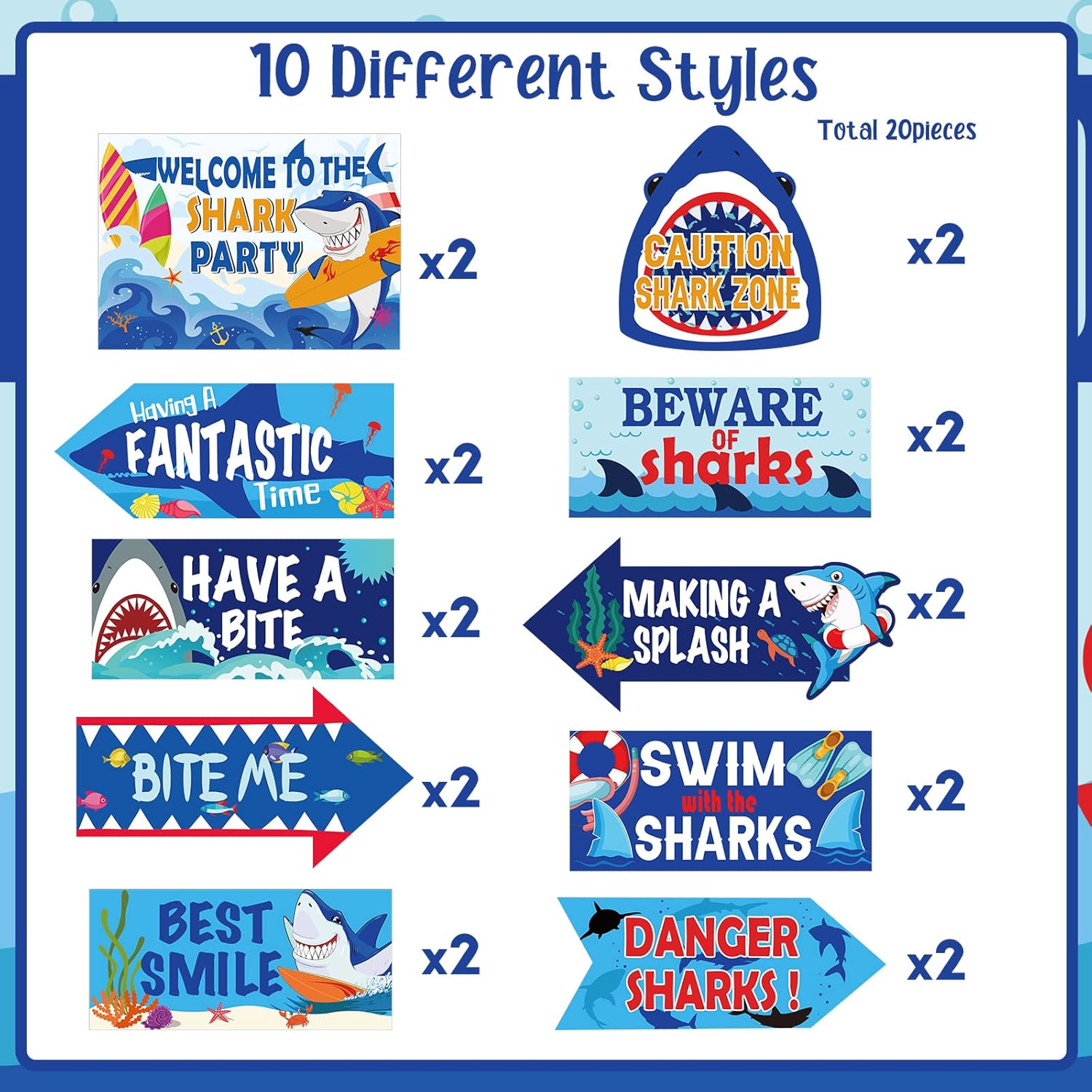 20 Pieces Shark Party Decorations Welcome Signs