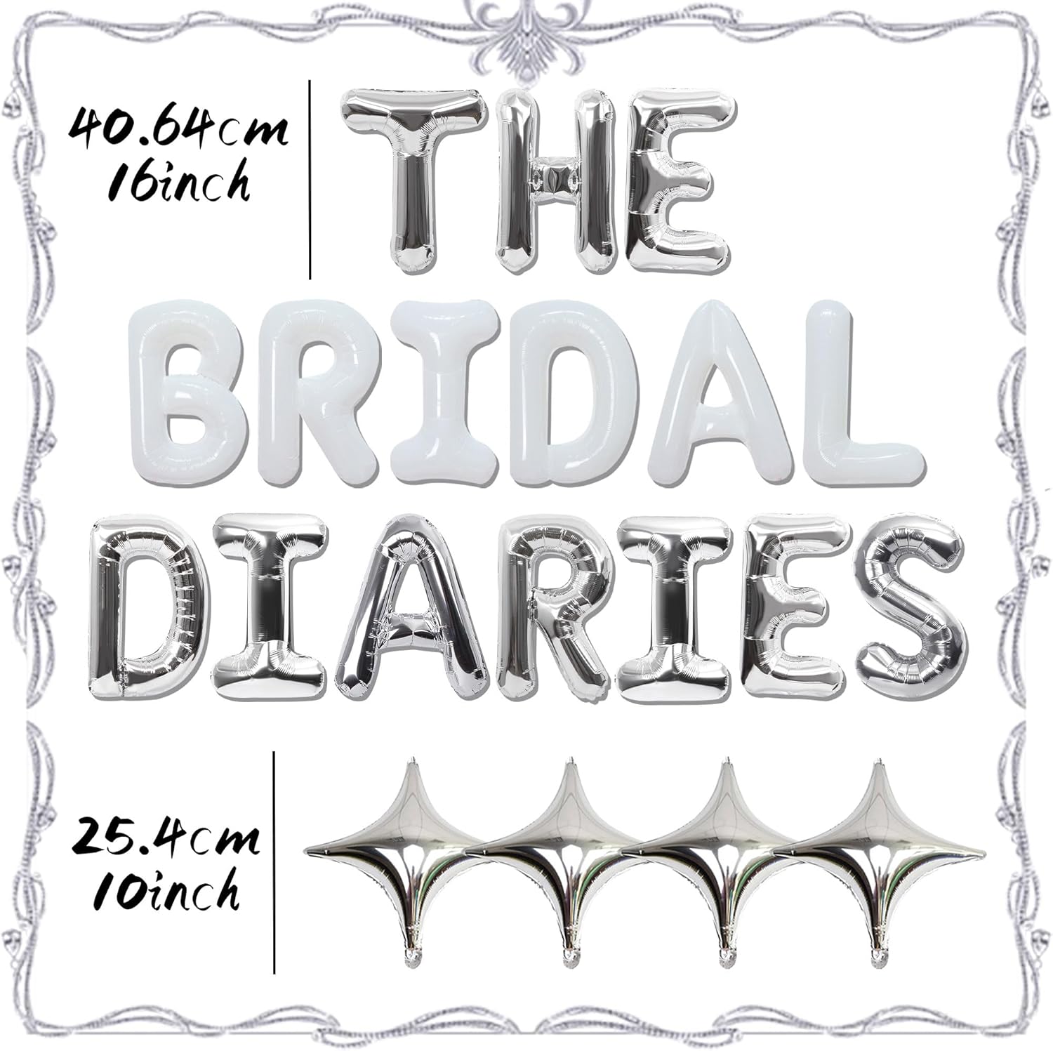 Bridal Diaries Silver Balloons Banner Decor