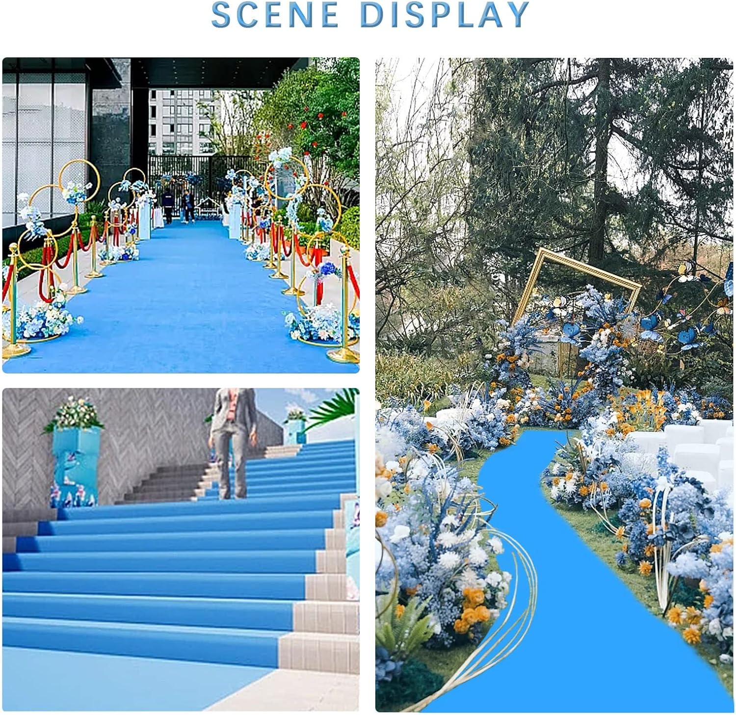 Blue Romantic Wedding Aisle Rug 15x30m Non-Slip Carpet Roll