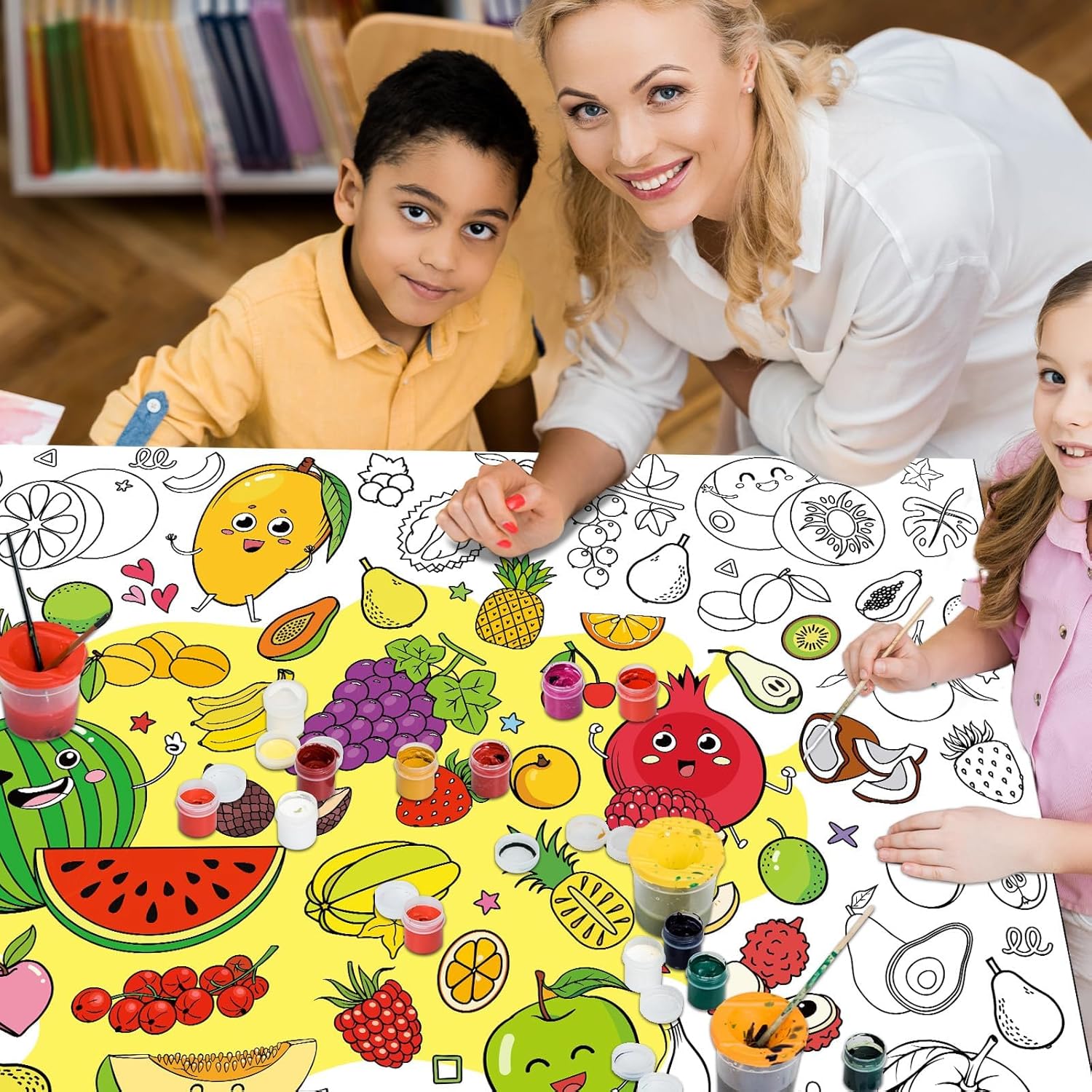 ZOIIWA Giant Summer Fruit Coloring Poster for Kids