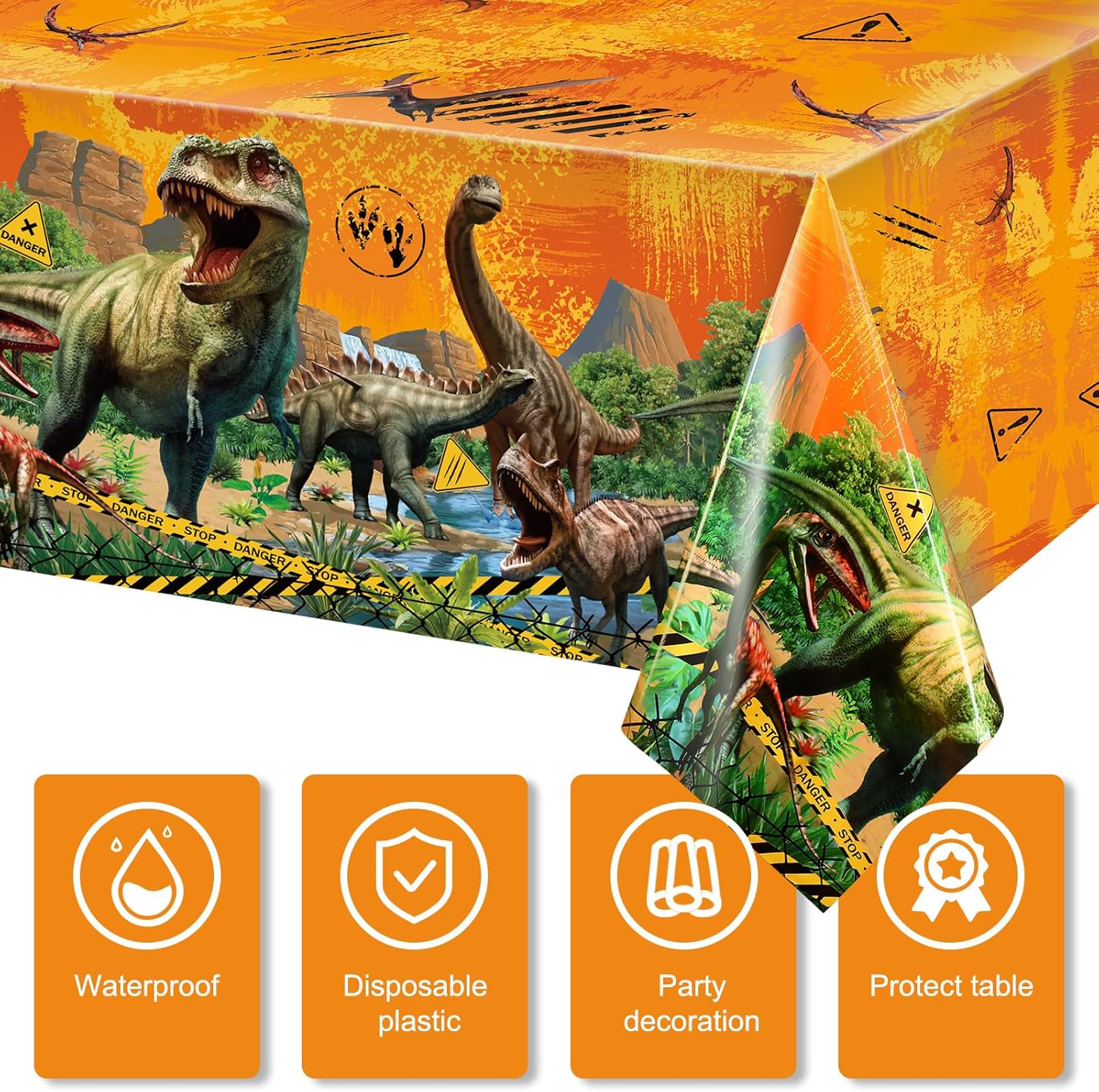 Tiamon 3 Pcs Dinosaur Party Tablecloths