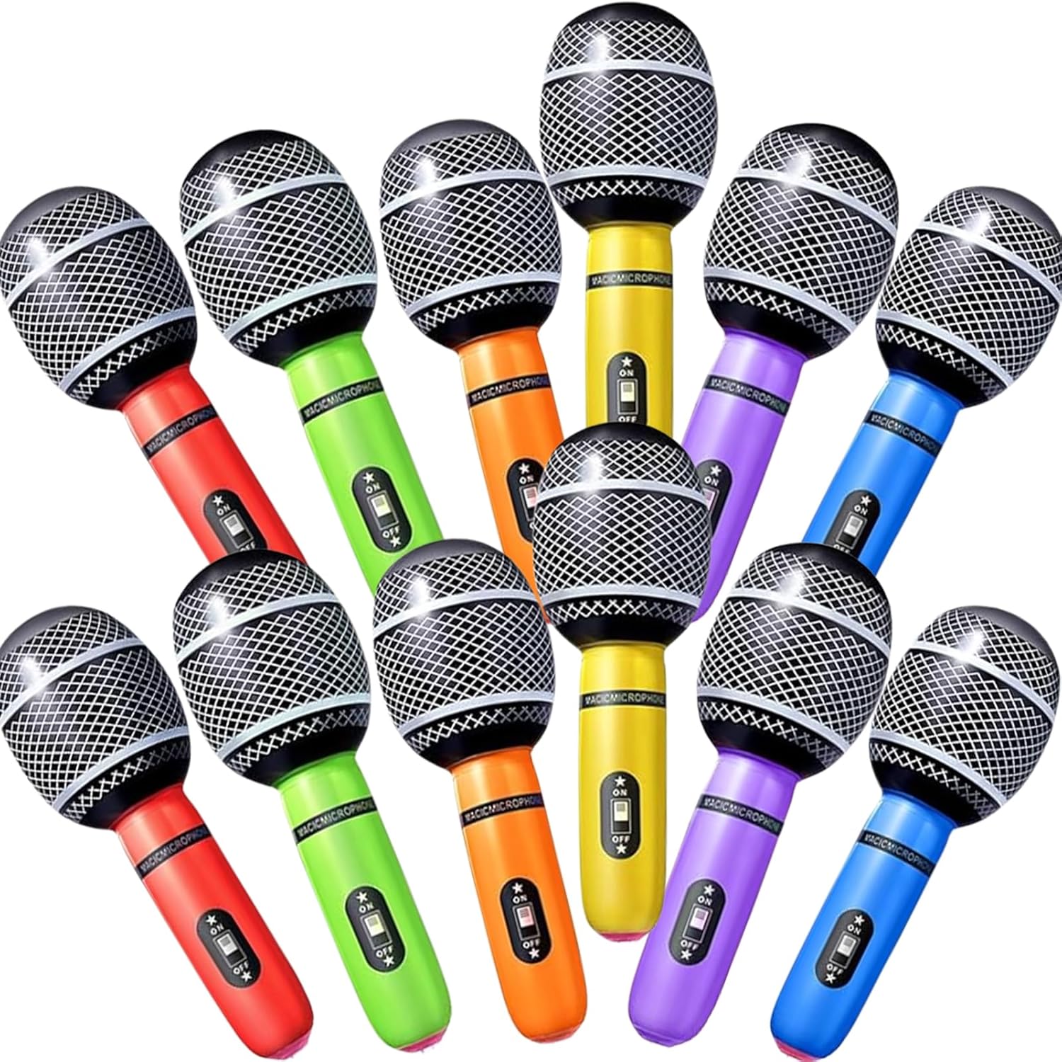 12PCS Inflatable Microphones Assorted Colors