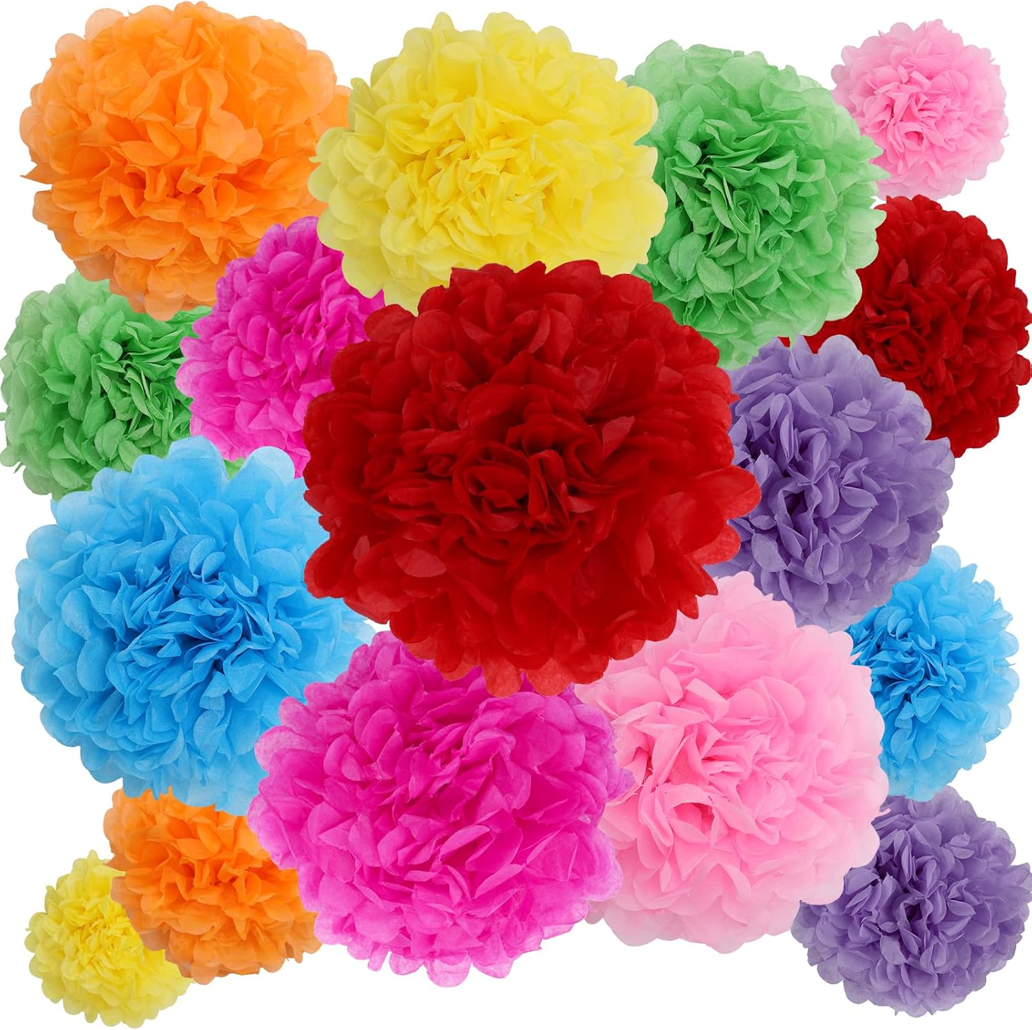 BestoFun 16PCS Mexico Party Decorations Tissue Paper Flowers Pom Poms