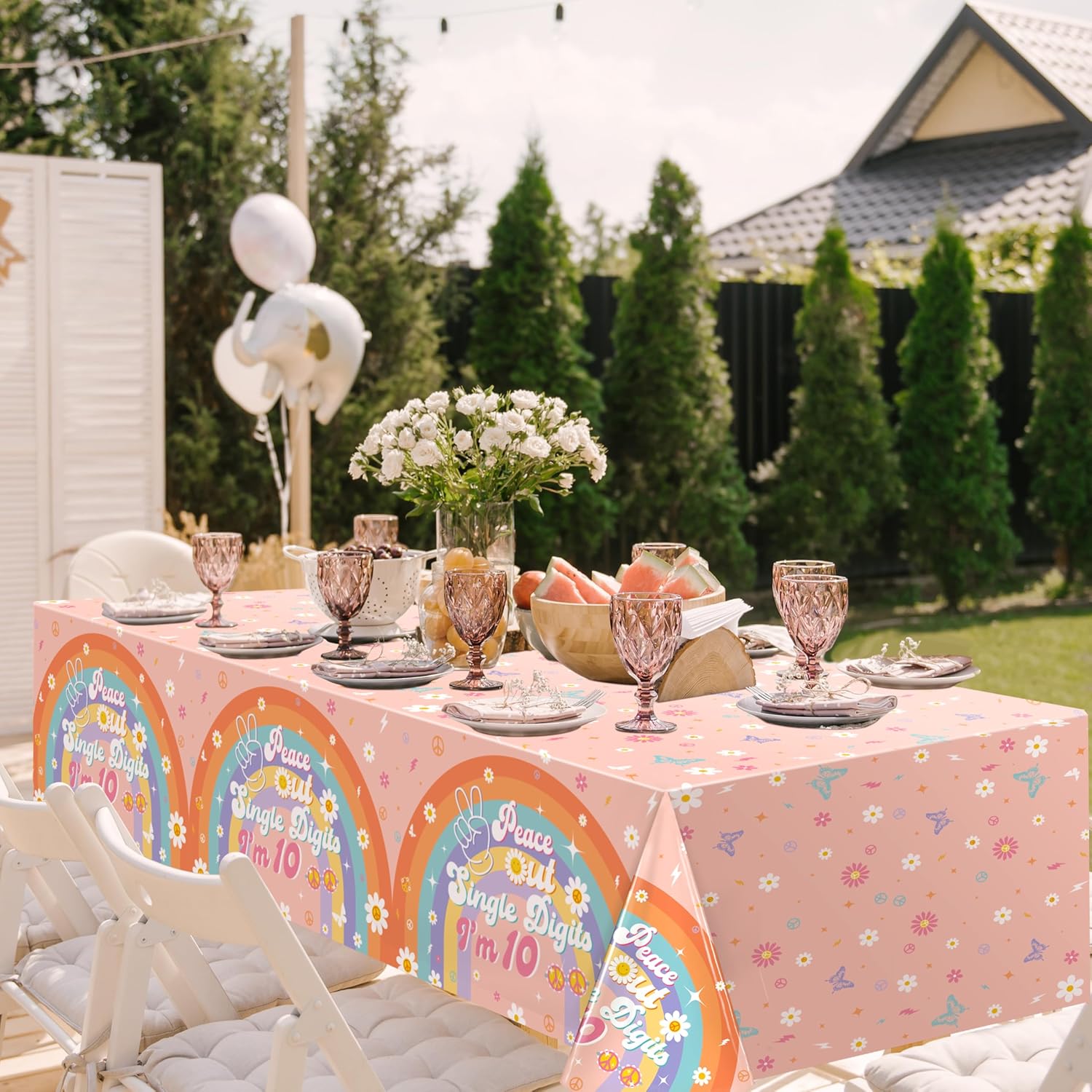 10th Birthday Tablecloths 3-Pack Peace Out Single Digits Decor