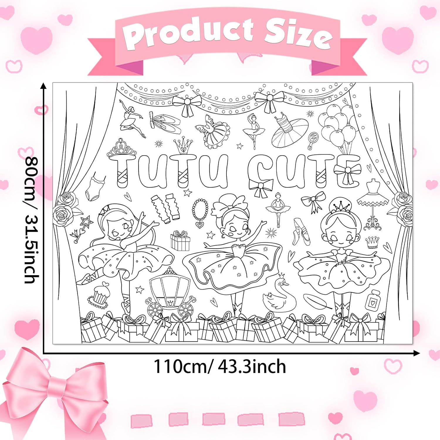 Giant Ballerina Coloring Tablecloth for Kids