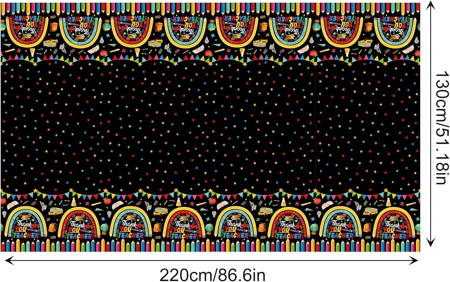 2PCS Thank You Teacher Tablecloths 87x51 Plastic Covers for School Events