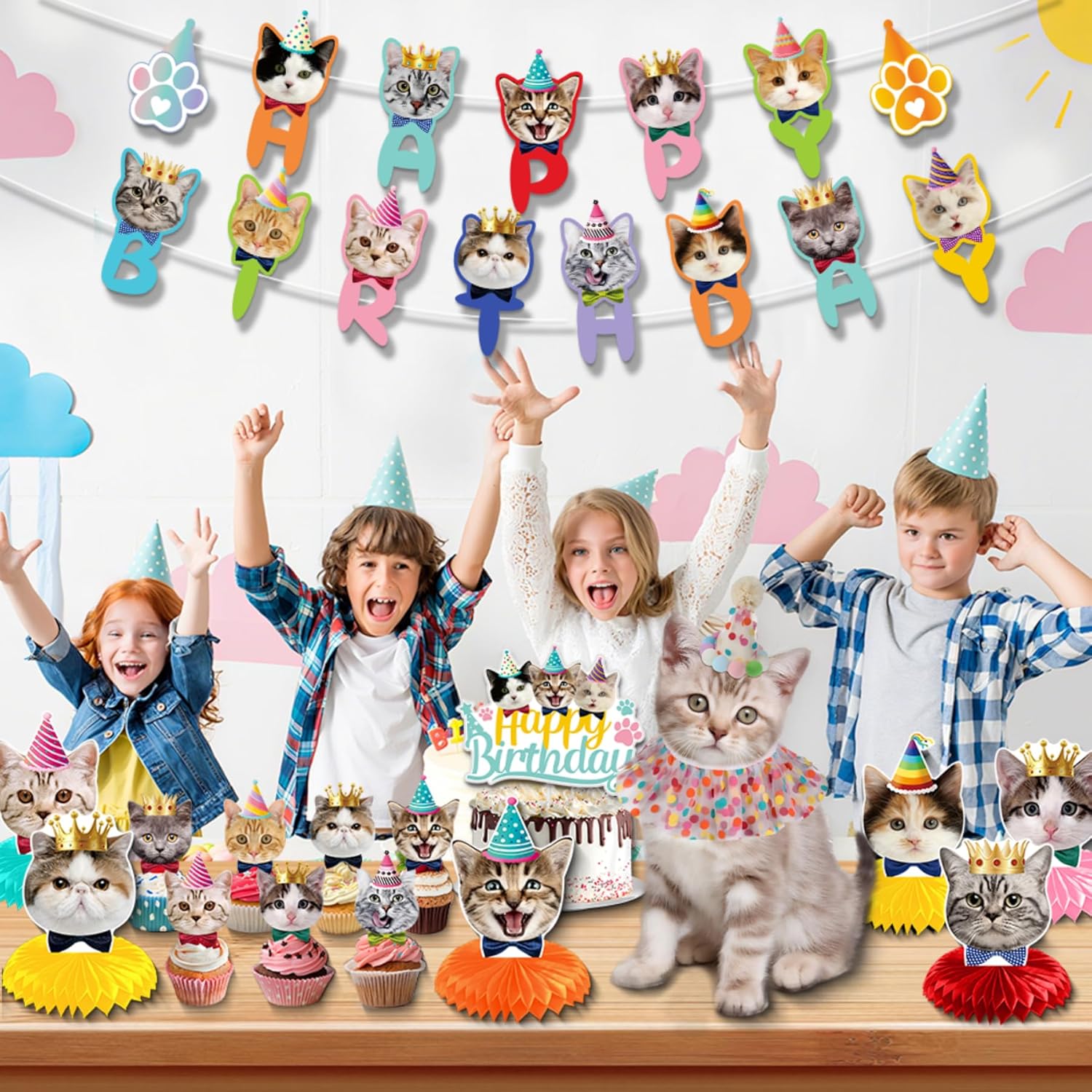 Cat Birthday Party Decorations Kit 38 Pcs