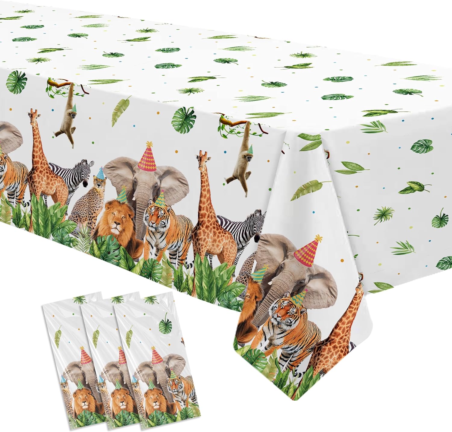 Jungle Animal Safari Party Tablecloth Set 3 Pack