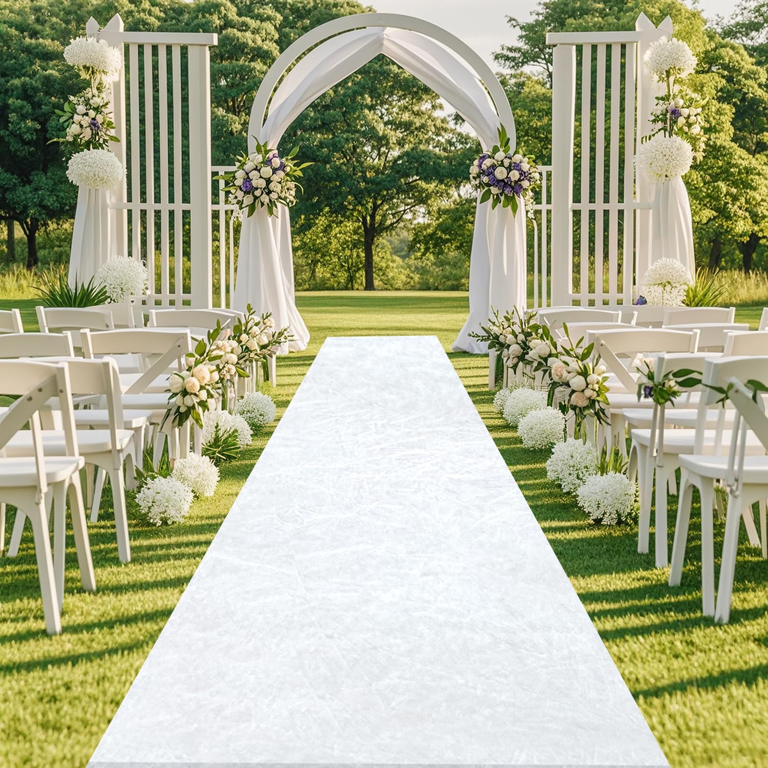 White Velvet Wedding Aisle Runner 5FTx15FT Runway Carpet for Events