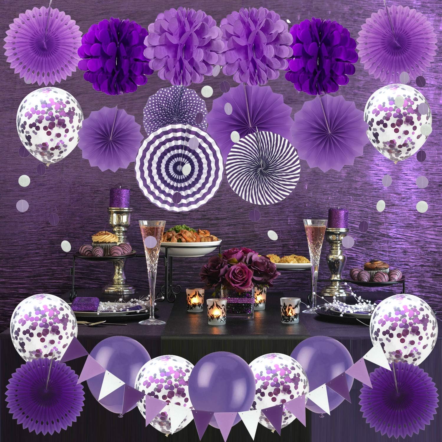 ZERODECO Purple Party Decorations Kit