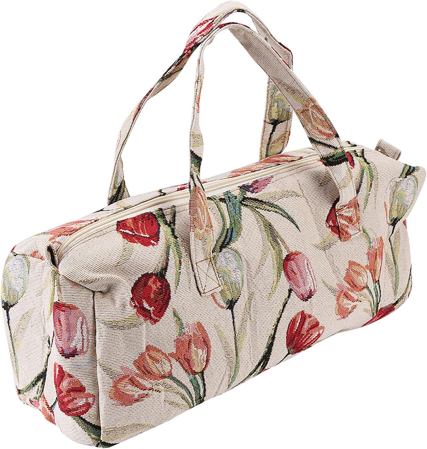 Rose Jacquard Knitting Tote Bag with Large Capacity