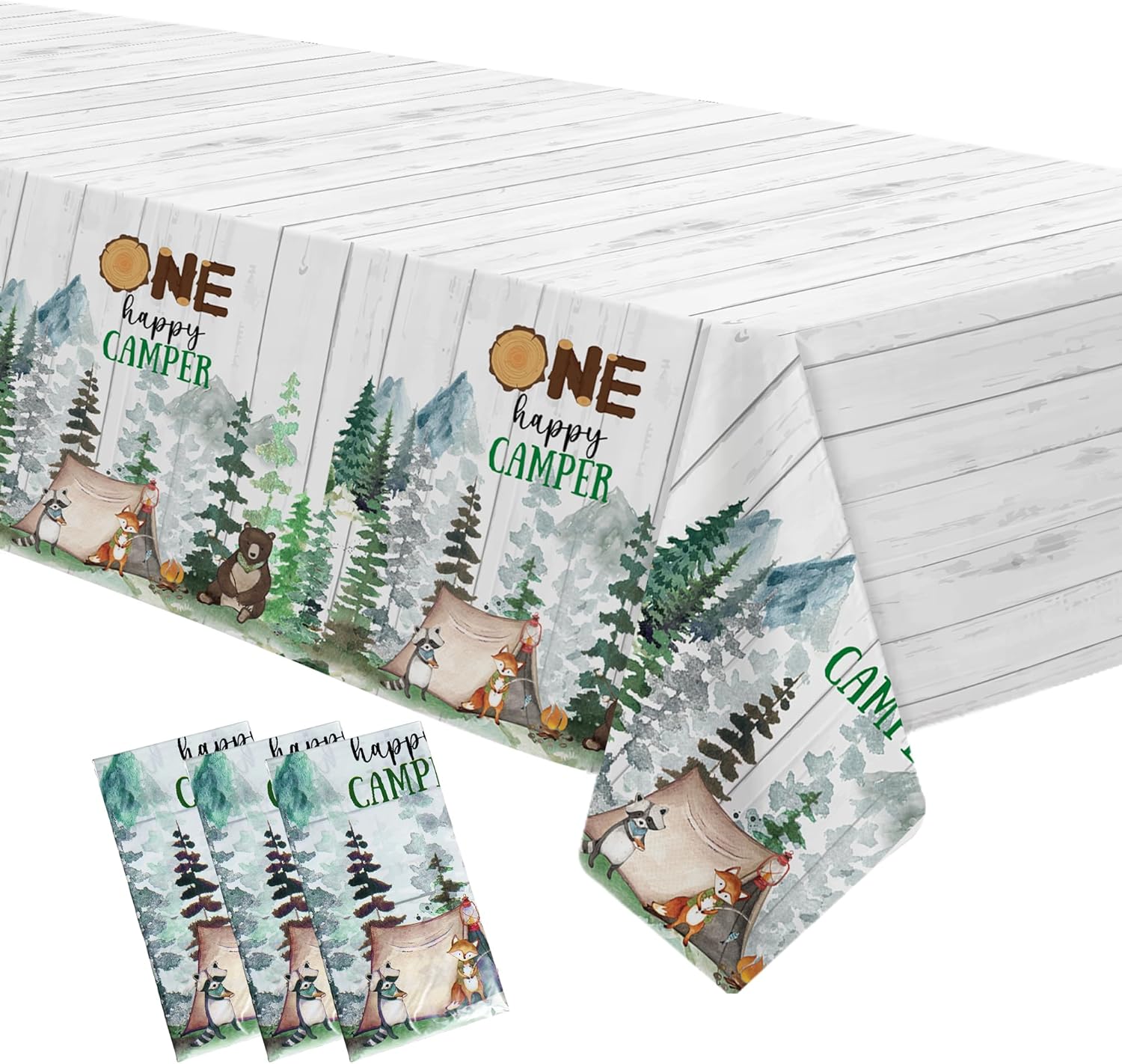 Camping Birthday Party Tablecloth Set 3 Pack 54x108