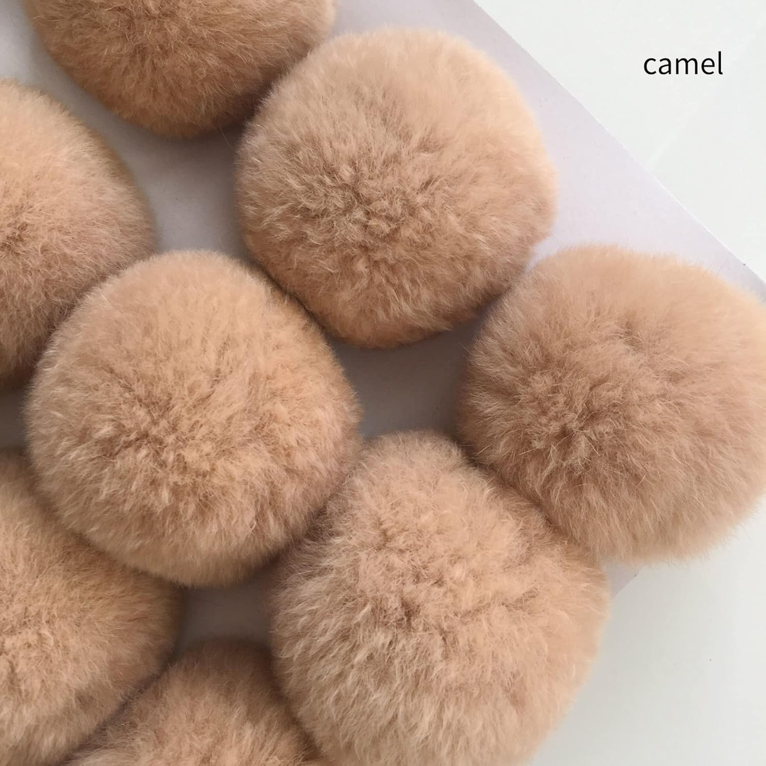 8cm Real Fur Pompons 16pcs Light Grey