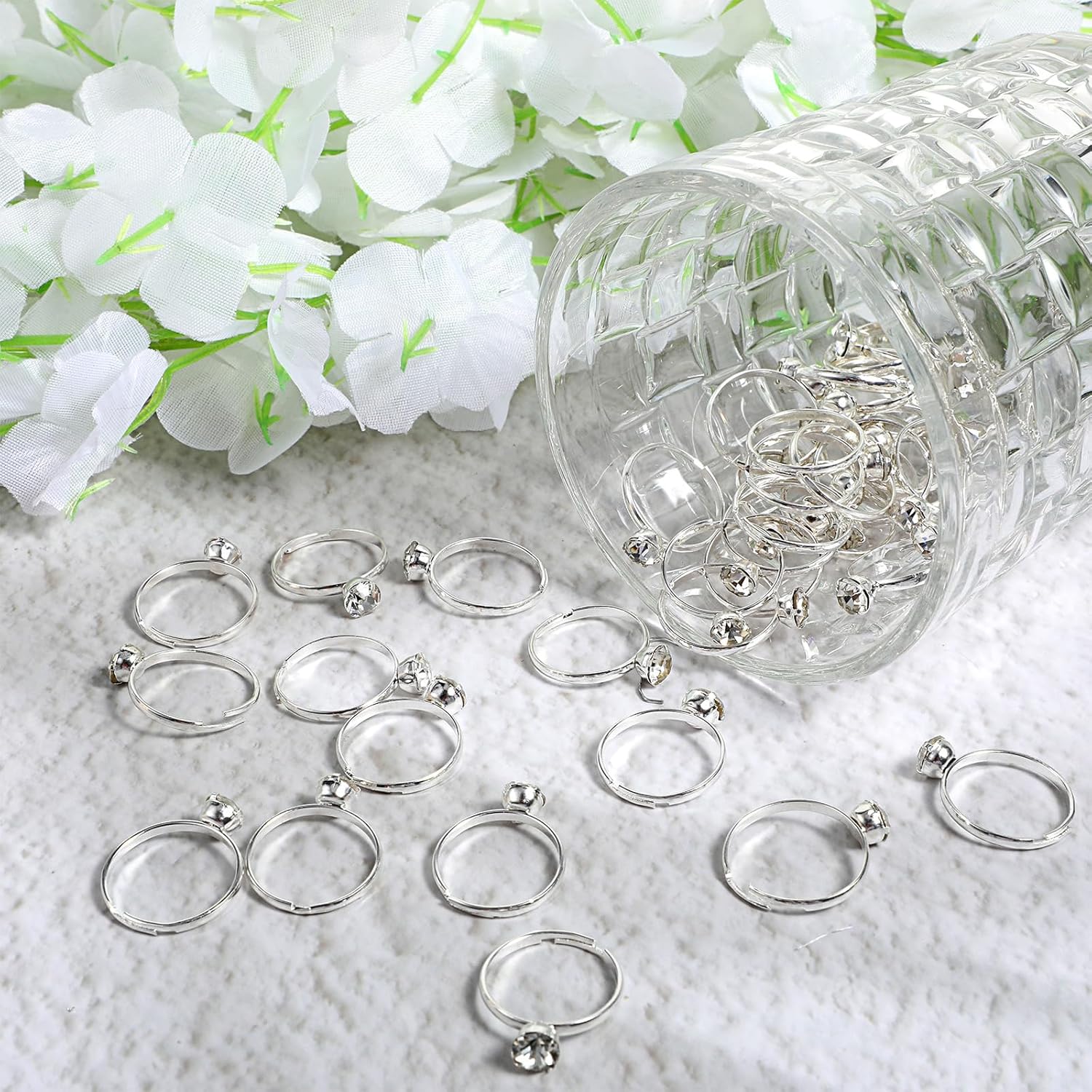 36 Packs Fake Diamond Rings for Bridal Shower Decorations