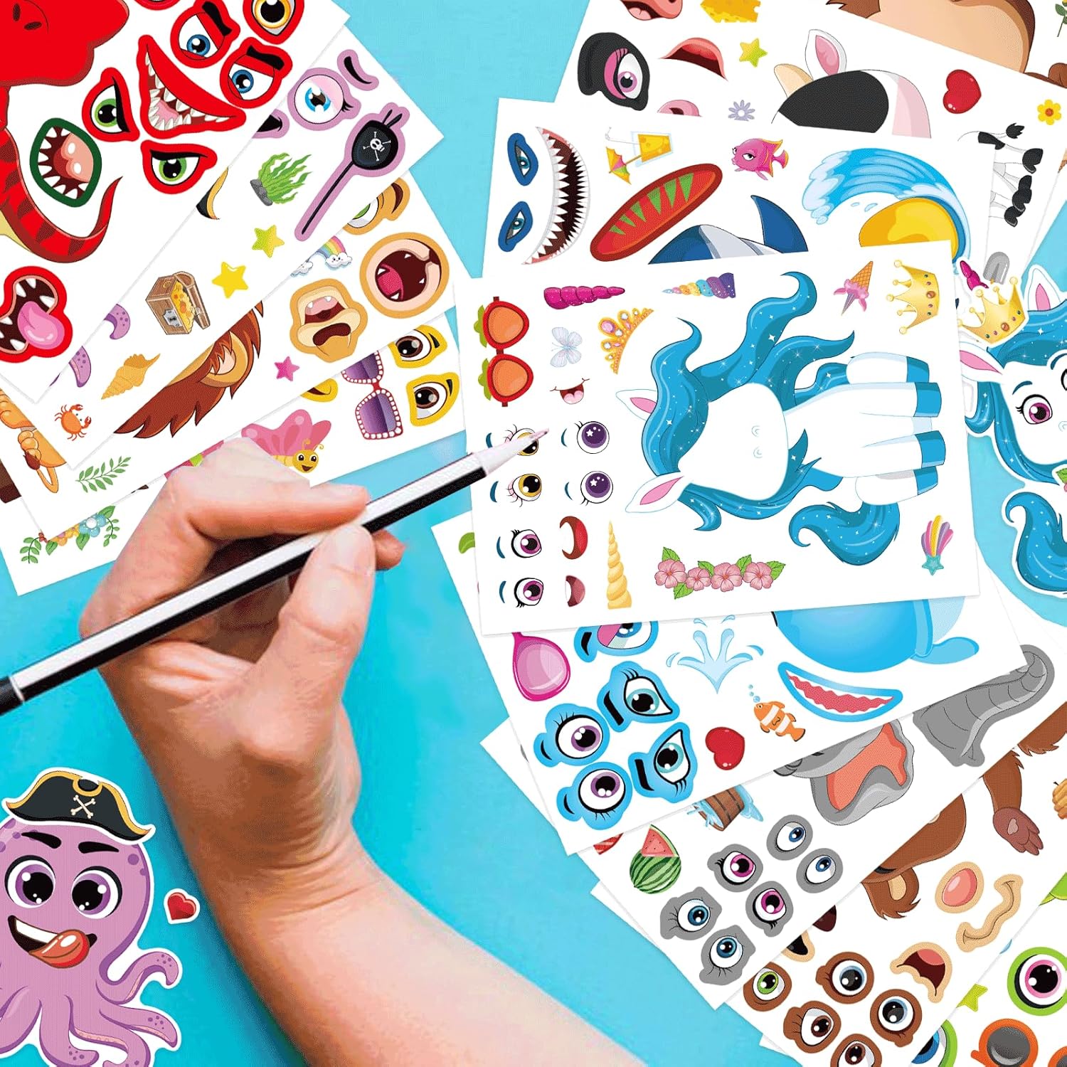 DUJAA 48 Sheets Animal Face Stickers for Kids